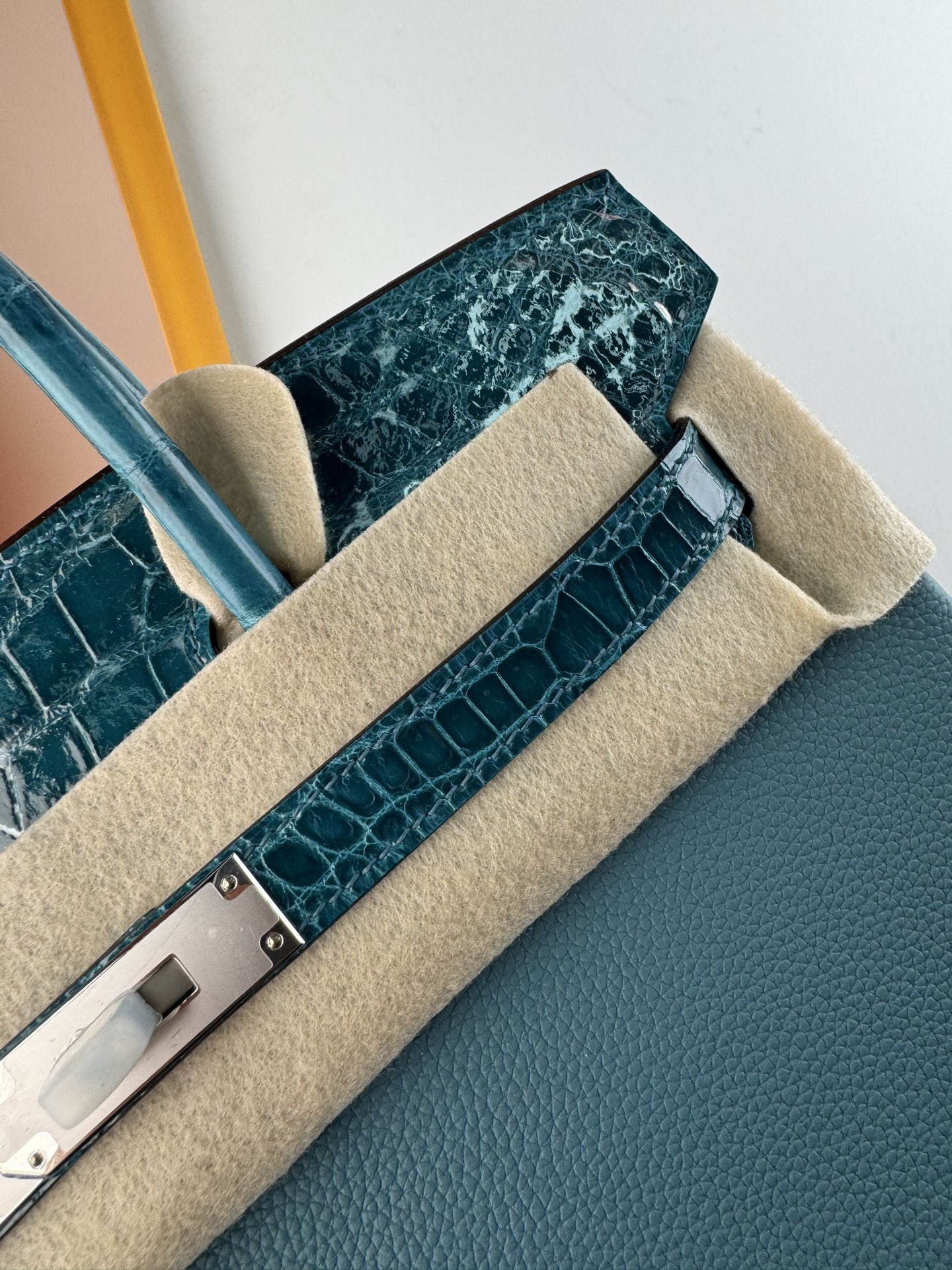 Birkin 30cm Touch Togo Leather & Alligator Handbag - Denim Blue, Silver Hardware 5 i1747724385388 9635 0 3