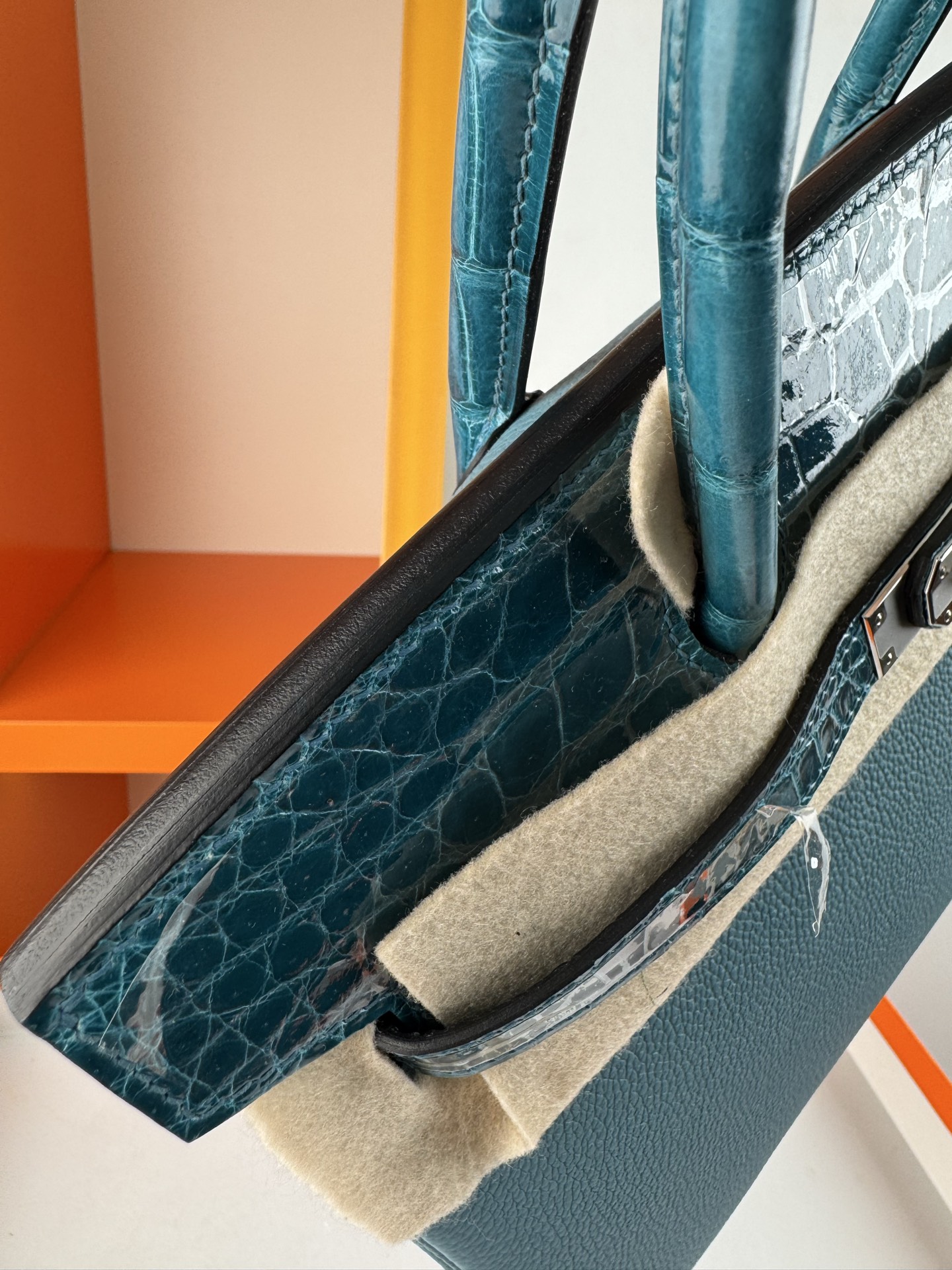 Birkin 30cm Touch Togo Leather & Alligator Handbag - Denim Blue, Silver Hardware 6 i1747724394454 7240 0 4