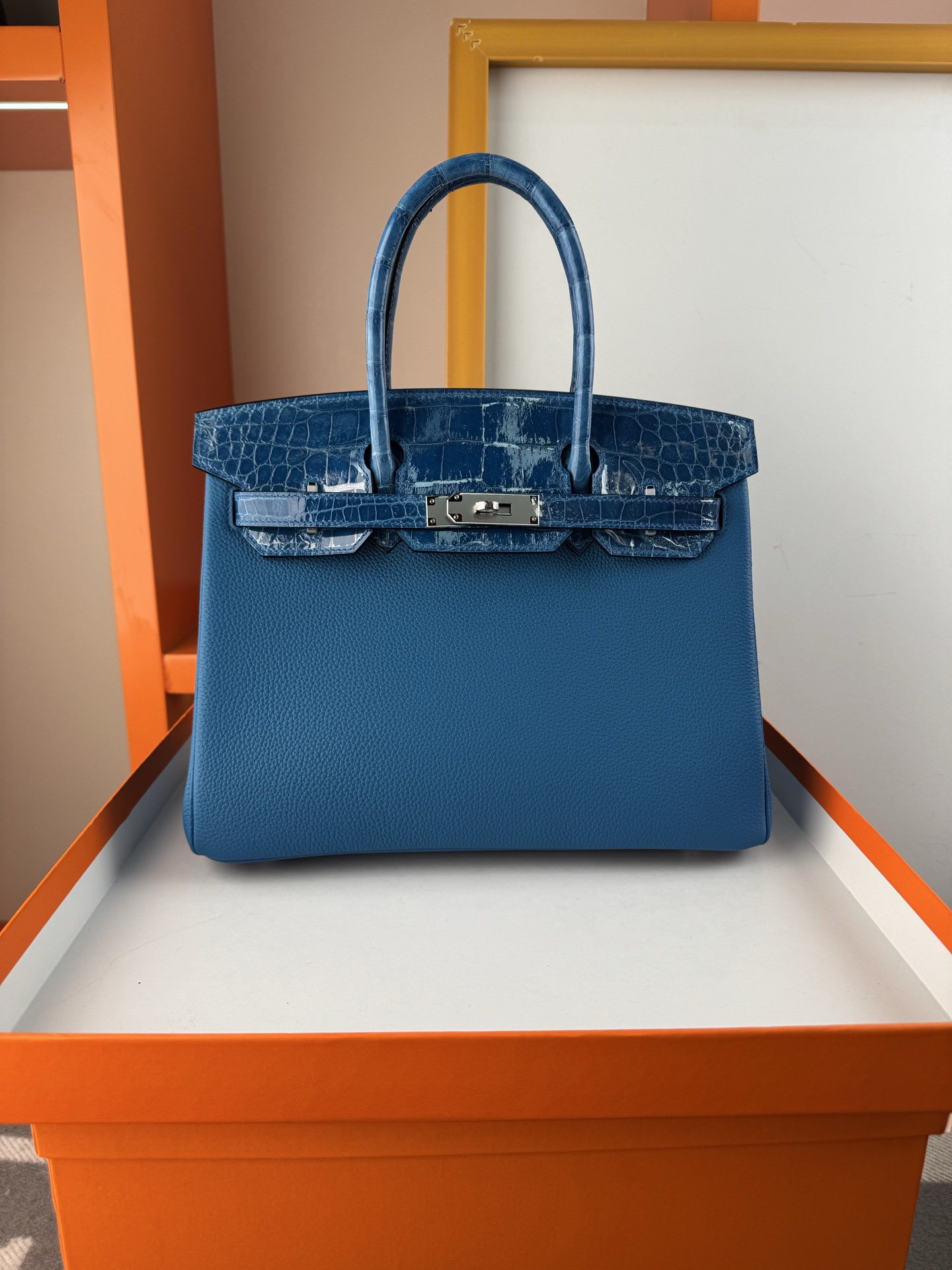 Hermès Birkin 30cm Touch Paradise Blue Togo Leather & Alligator Handbag 10 i1747725020495 8448 0 8
