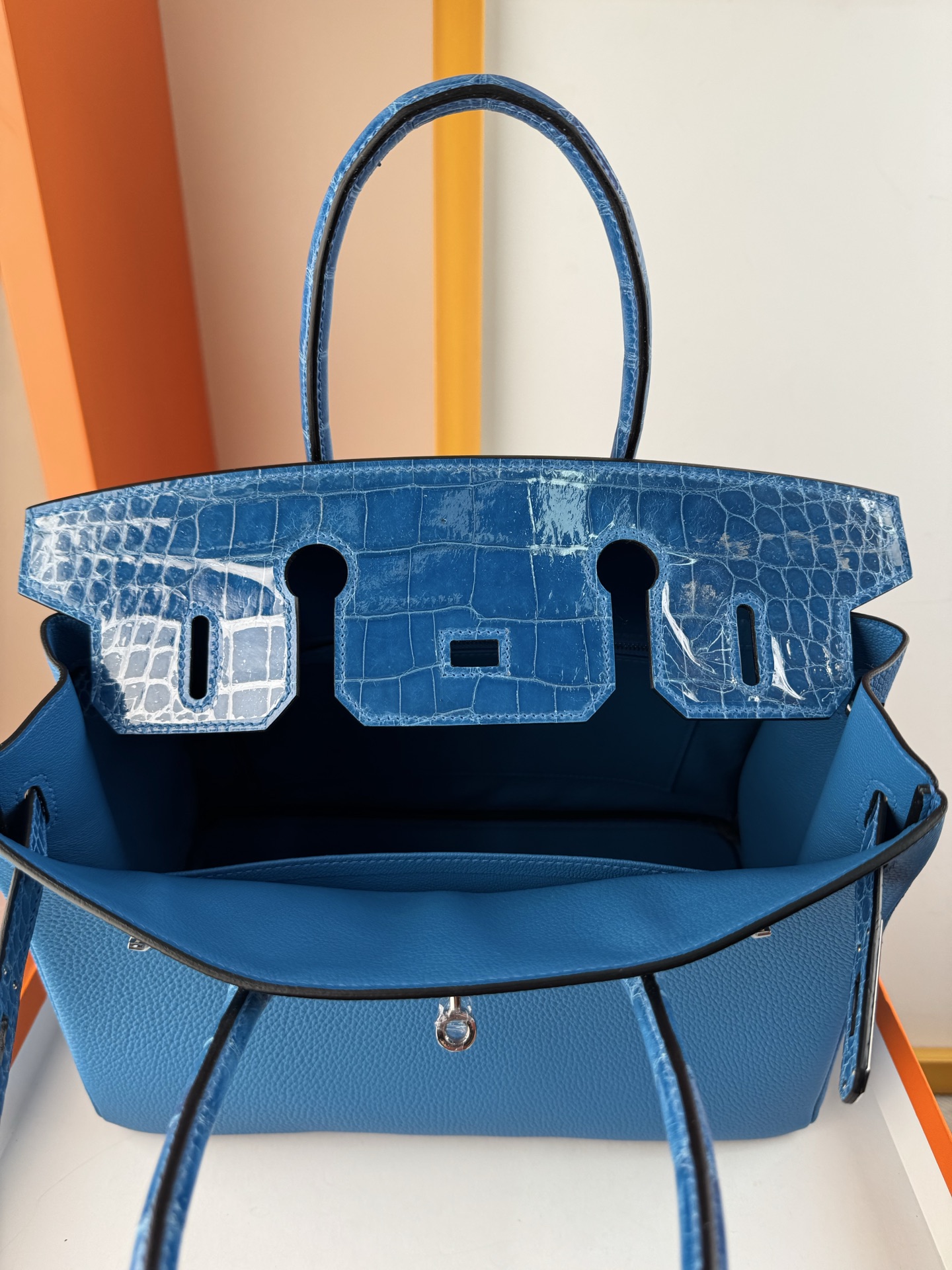 Hermès Birkin 30cm Touch Paradise Blue Togo Leather & Alligator Handbag 8 i1747725033849 2391 0 6