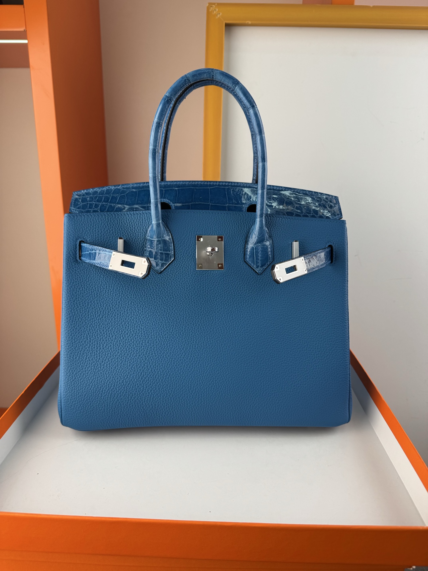 Hermès Birkin 30cm Touch Paradise Blue Togo Leather & Alligator Handbag 9 i1747725033982 4152 0 7