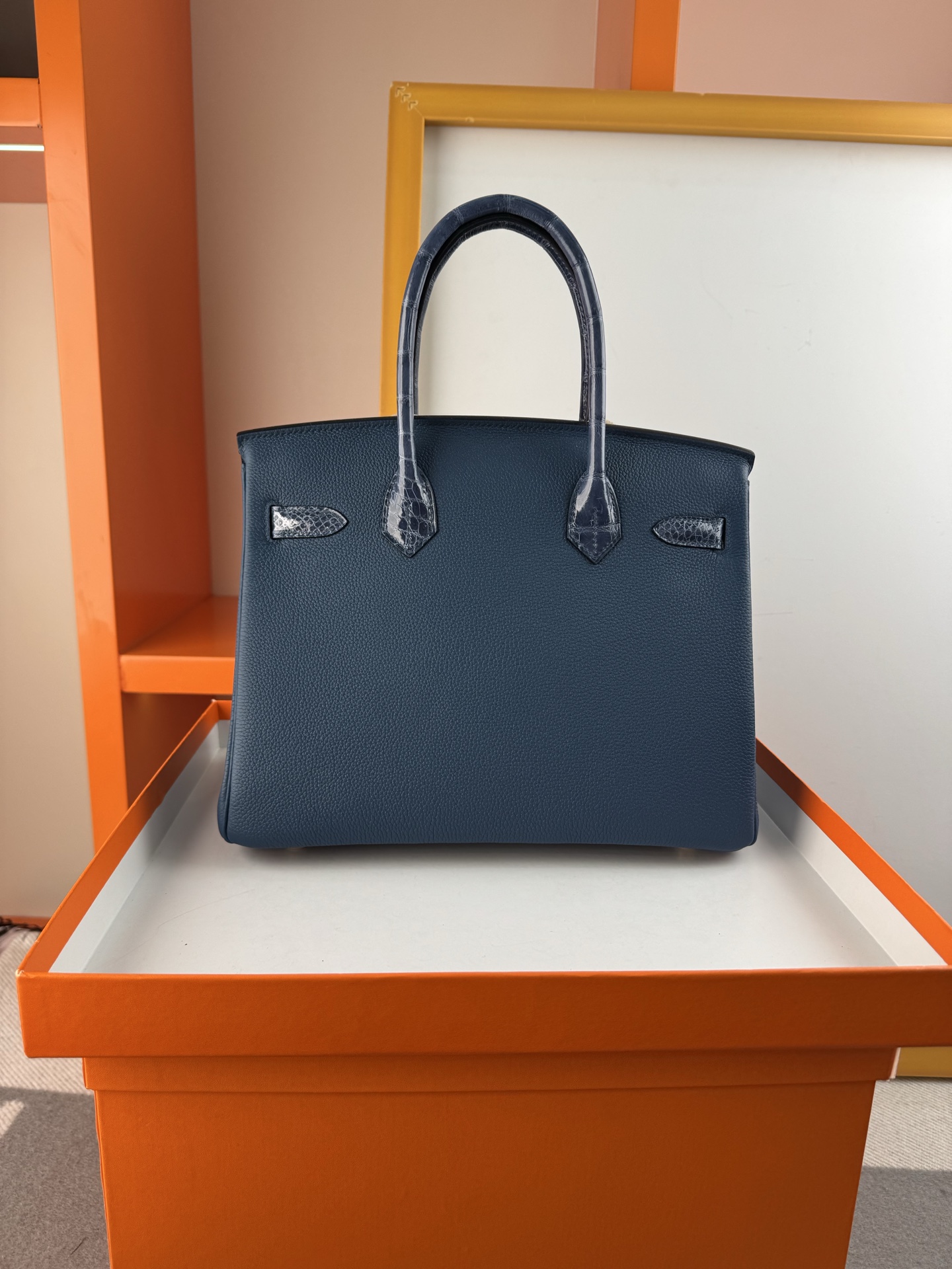 Birkin 30cm Touch: Togo Leather & Crocodile, Gold Hardware - Gem Blue 2 i1747895279453 8177 0 1
