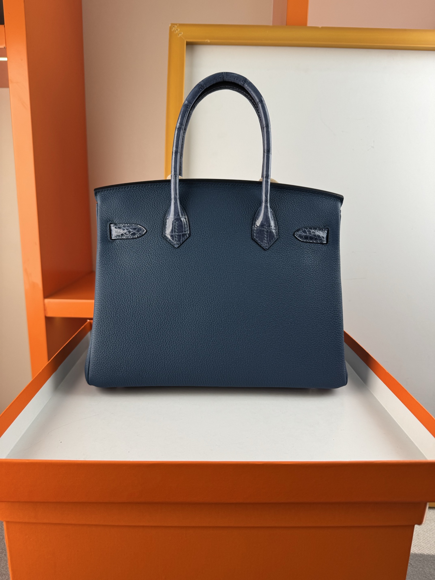Luxury Birkin 30cm Touch Bag: Togo Leather & Crocodile, Sapphire Blue, Silver Hardware 3 i1747895637181 3598 0 1