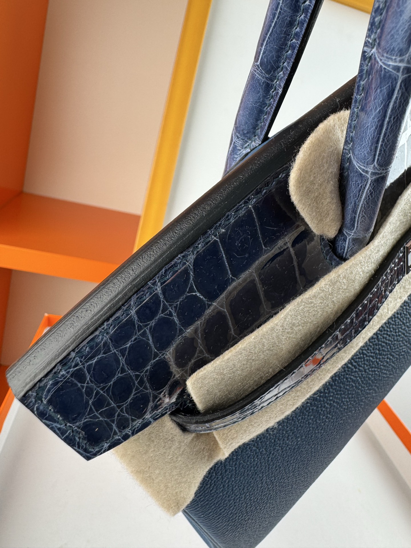 Luxury Birkin 30cm Touch Bag: Togo Leather & Crocodile, Sapphire Blue, Silver Hardware 5 i1747895641506 6957 0 3