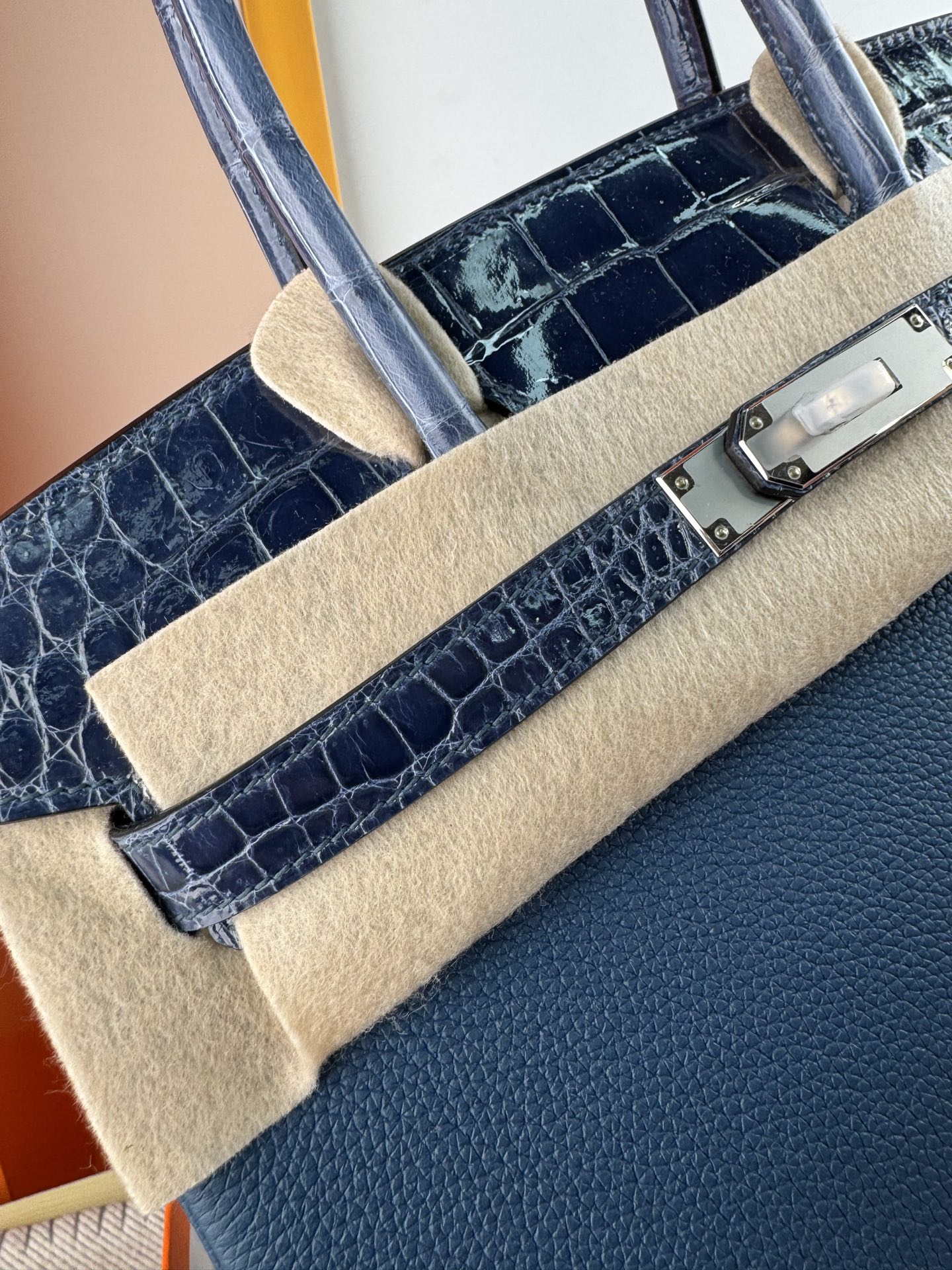 Luxury Birkin 30cm Touch Bag: Togo Leather & Crocodile, Sapphire Blue, Silver Hardware 6 i1747895650475 7321 0 4