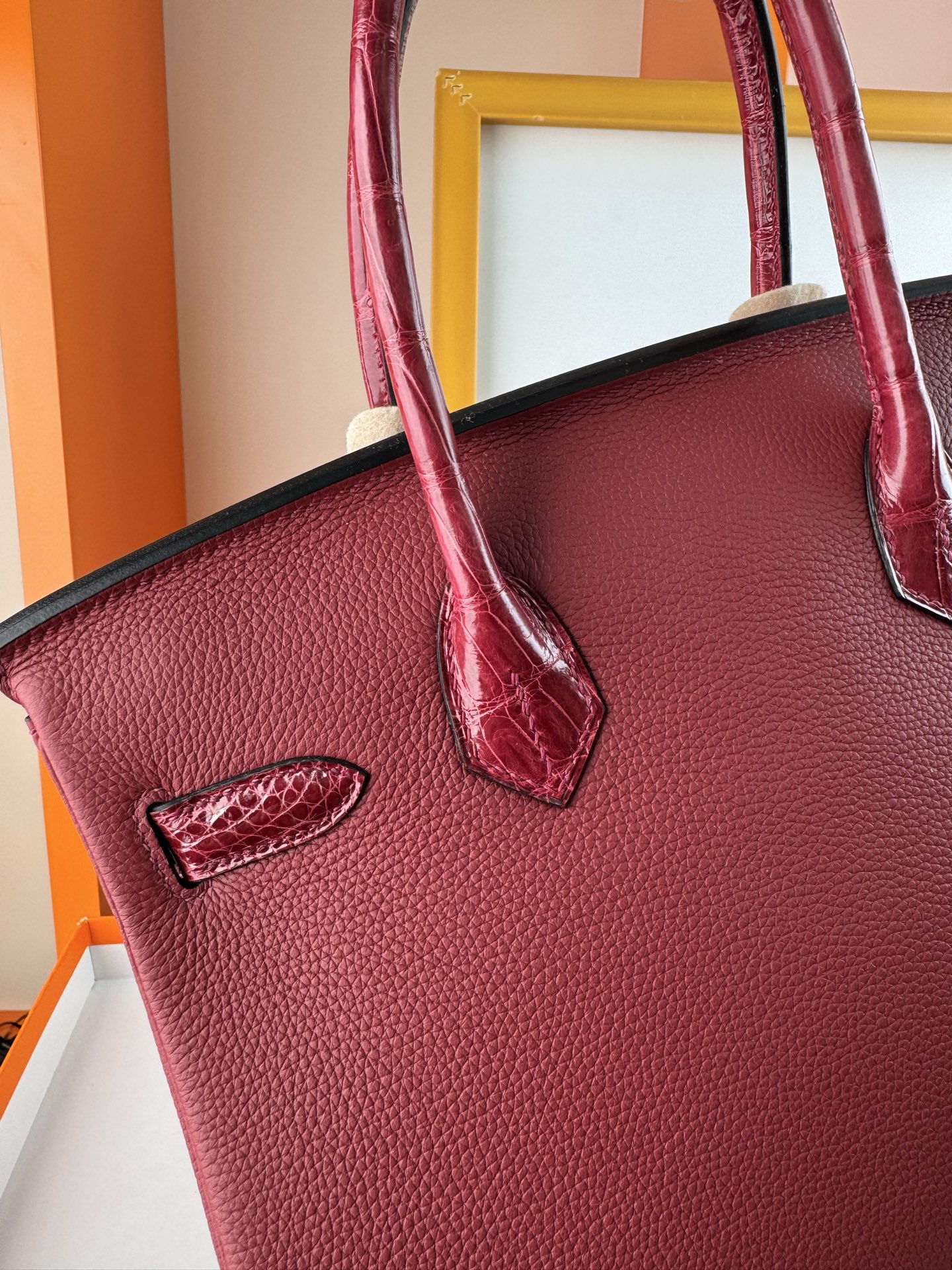 Birkin 30cm Touch Burgundy Togo Leather and Crocodile with Gold Hardware 7 i1747901965979 5121 0 5