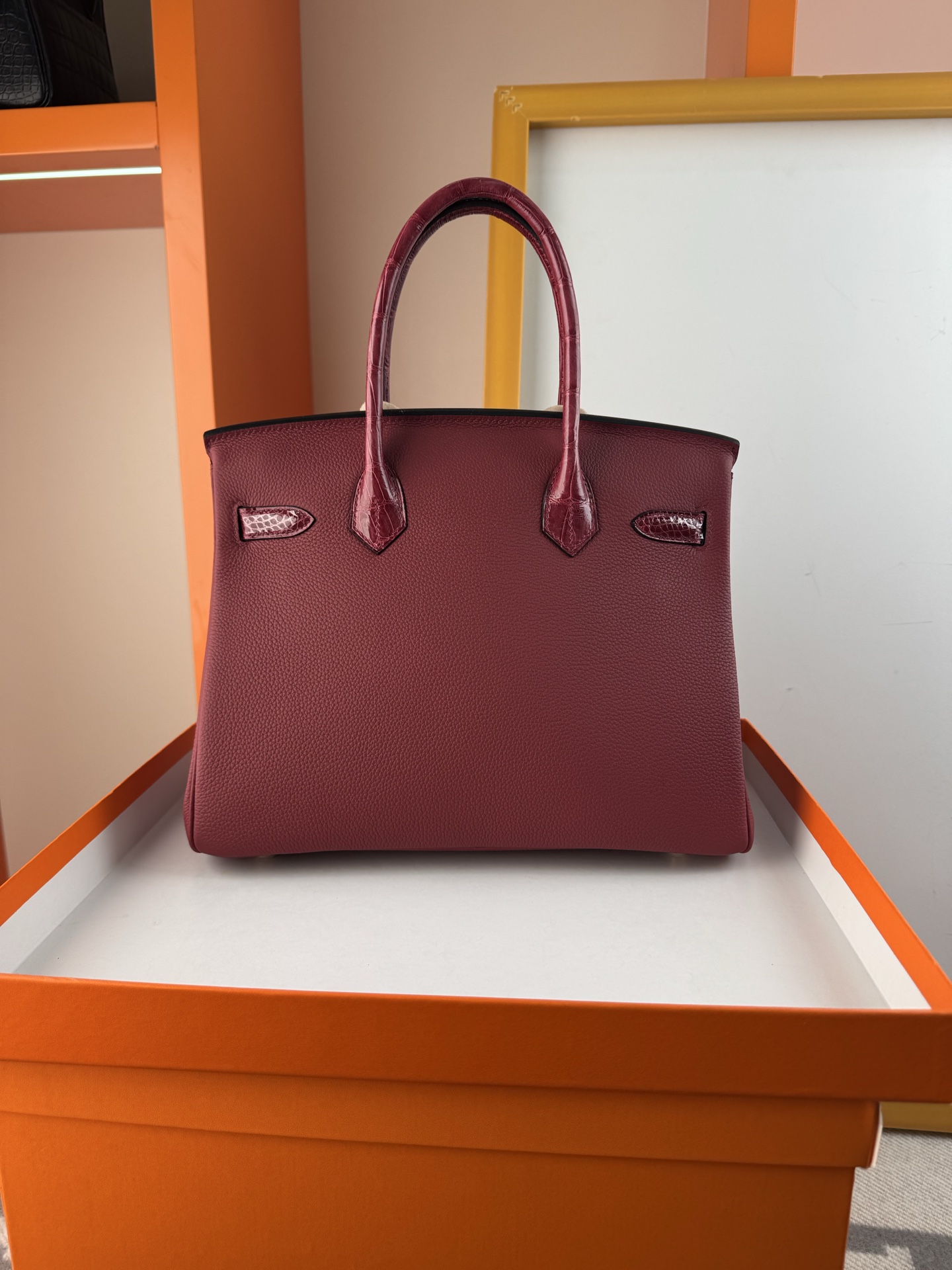 Birkin 30cm Touch Burgundy Togo Leather and Crocodile with Gold Hardware 3 i1747901969475 2574 0 1