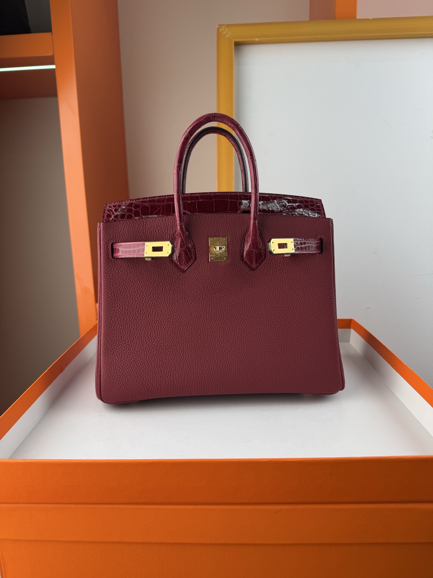 Hermès Birkin 25 Touch Burgundy Togo Leather and Crocodile Gold Hardware 7 i1747987405343 8975 0 6