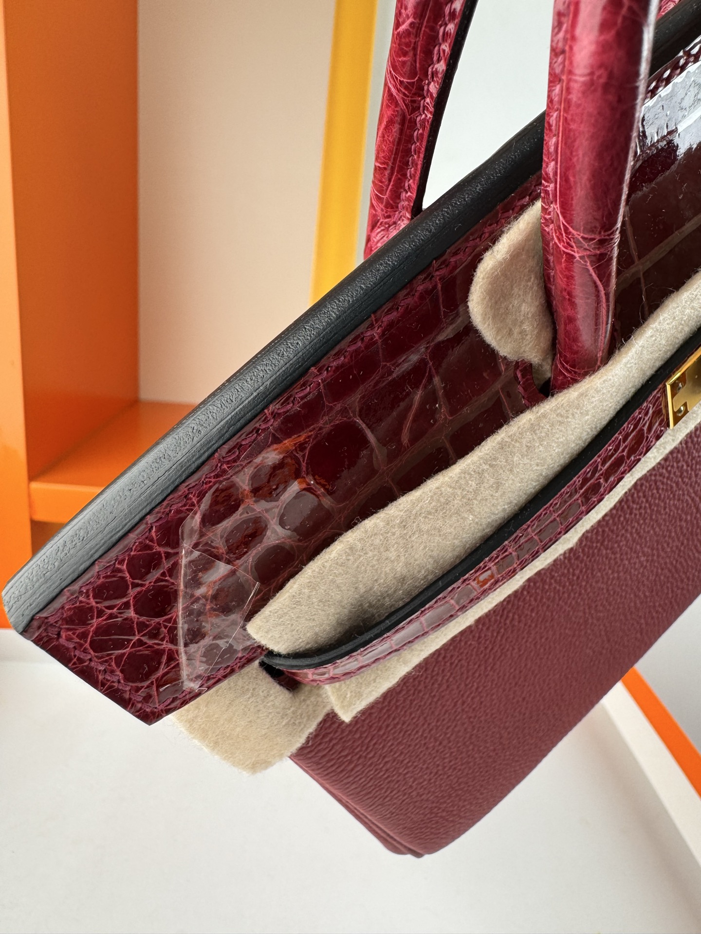Hermès Birkin 25 Touch Burgundy Togo Leather and Crocodile Gold Hardware 4 i1747987428713 2115 0 3