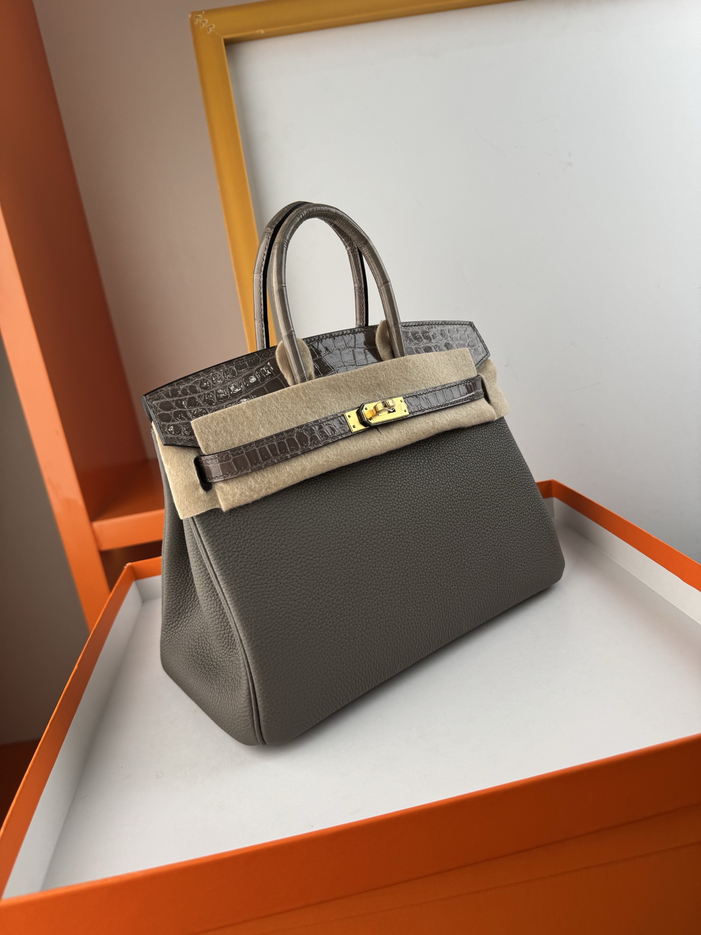 Birkin 25cm Touch Bag, Togo Leather and Alligator Skin, with Gold Hardware 3 i1747994454117 7695 0 2