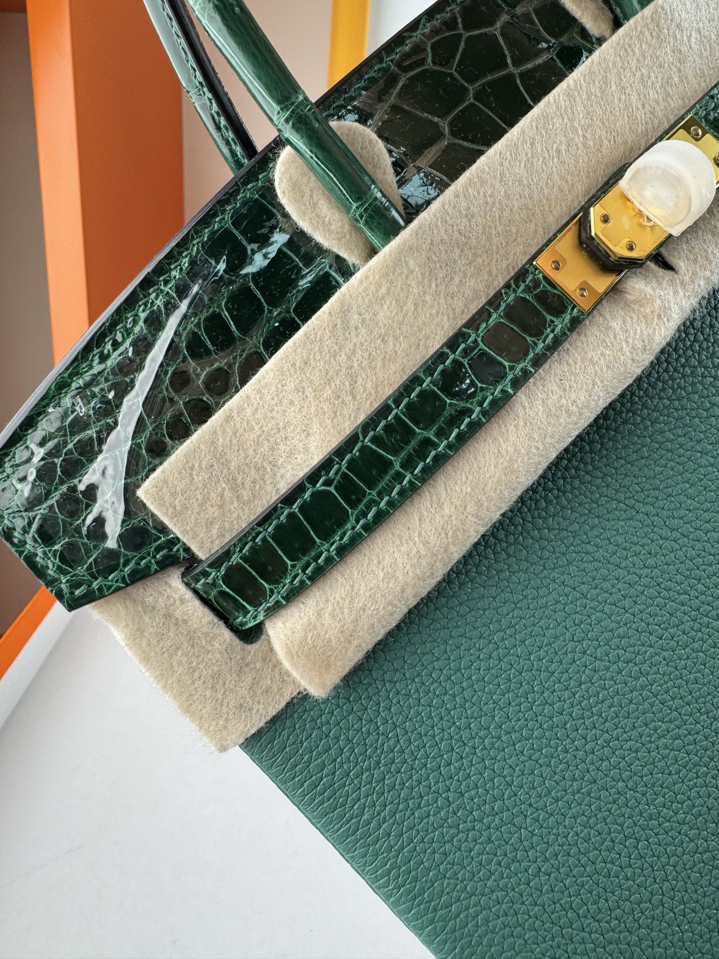 Birkin 25cm Emerald Green Togo Leather and Alligator Gold Hardware Bag 6 i1747994720187 6482 0 4