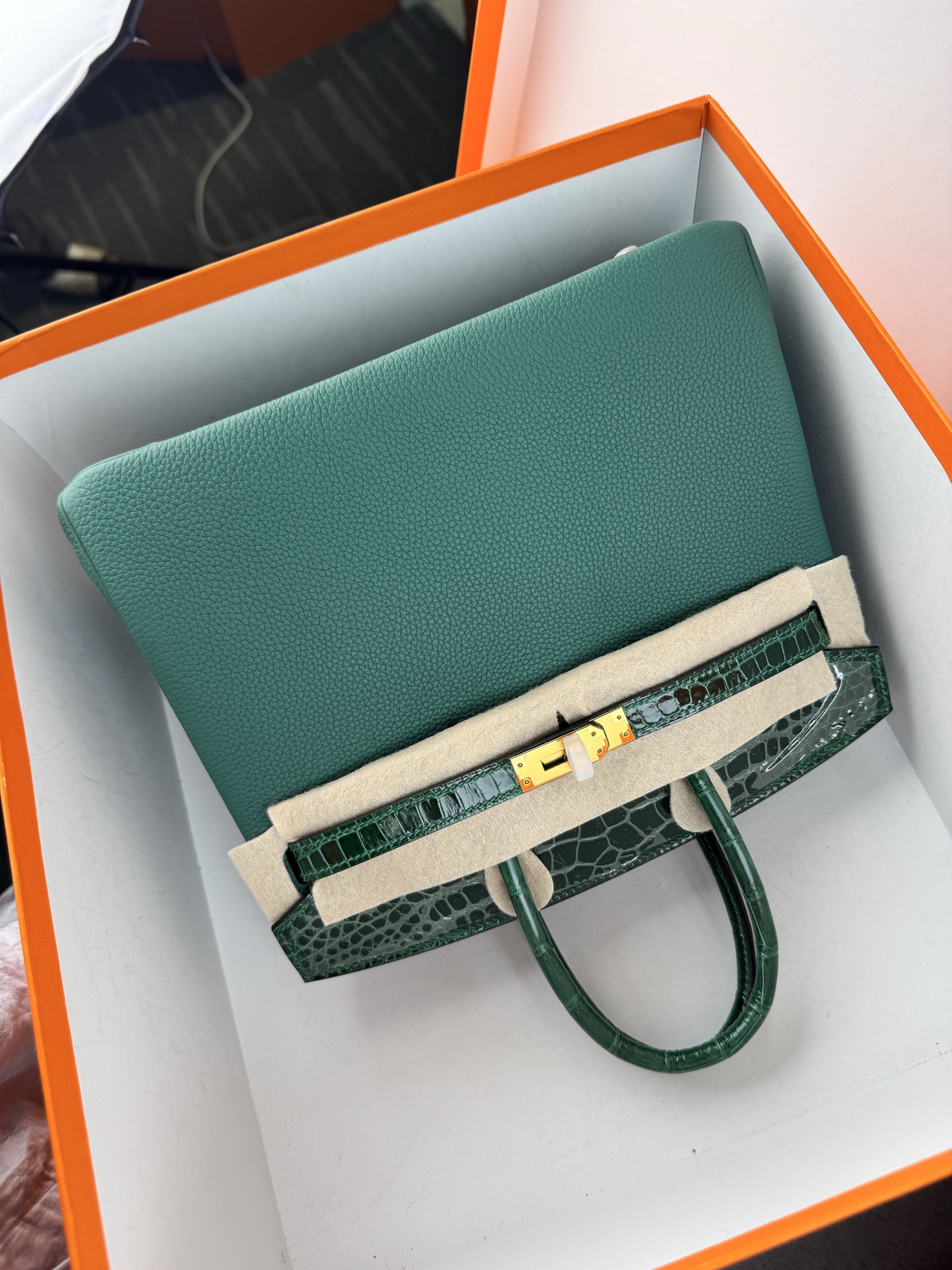 Birkin 25cm Emerald Green Togo Leather and Alligator Gold Hardware Bag 11 i1747994727767 8692 0 9