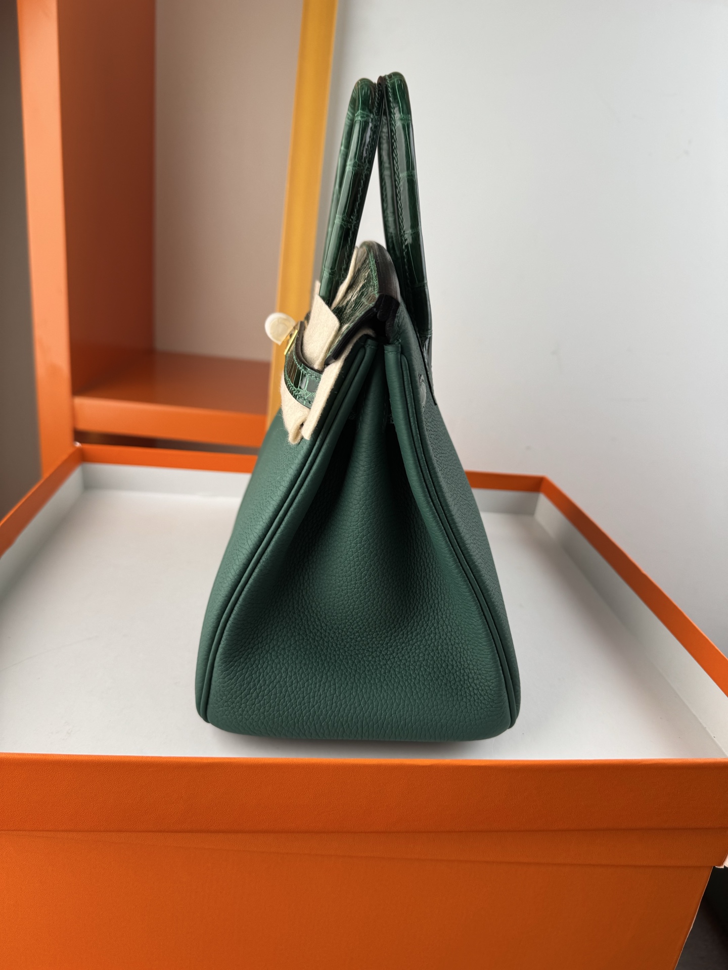 Birkin 25cm Emerald Green Togo Leather and Alligator Gold Hardware Bag 8 i1747994727785 4215 0 6