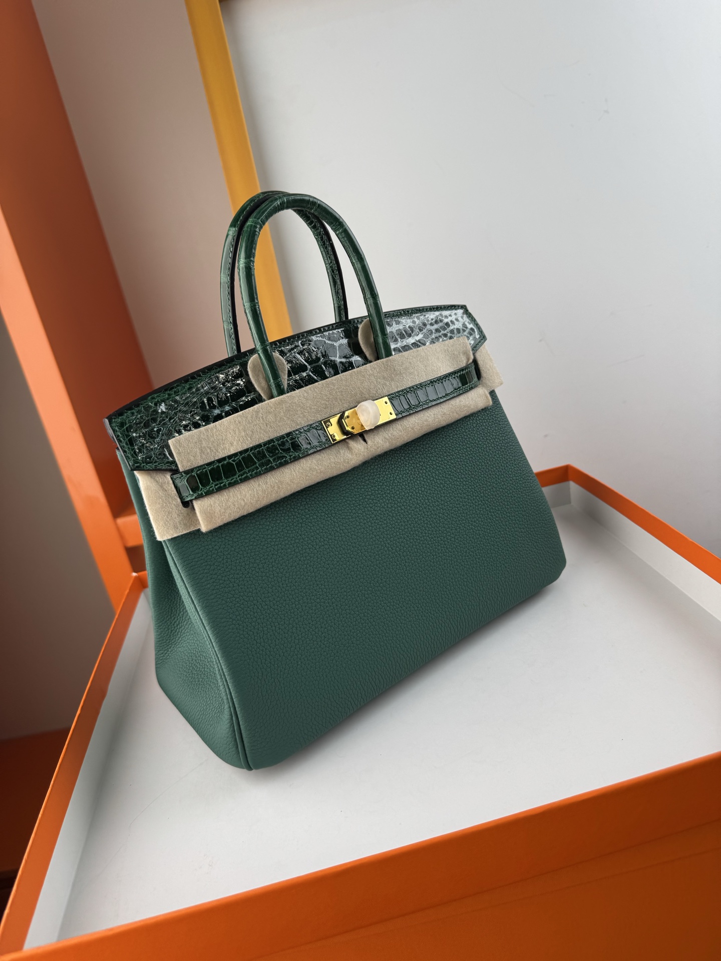 Birkin 25cm Emerald Green Togo Leather and Alligator Gold Hardware Bag 4 i1747994731732 6151 0 2