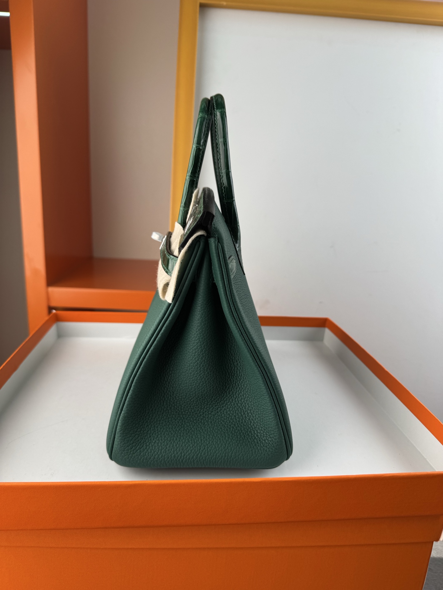 Birkin 25cm Emerald Green Togo Leather and Alligator Handbag with Silver Hardware 7 i1747994936220 7566 0 6