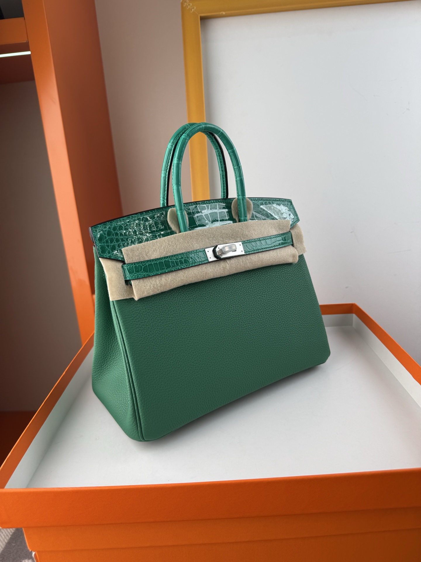 Hermès Birkin 25 Touch Emerald Green Togo Leather & Alligator Handbag 4 i1748079232667 3874 0 2