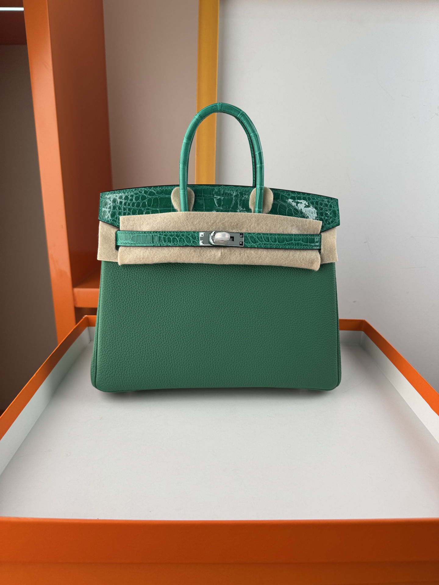 Hermès Birkin 25 Touch Emerald Green Togo Leather & Alligator Handbag 2 i1748079232714 5827 0 0