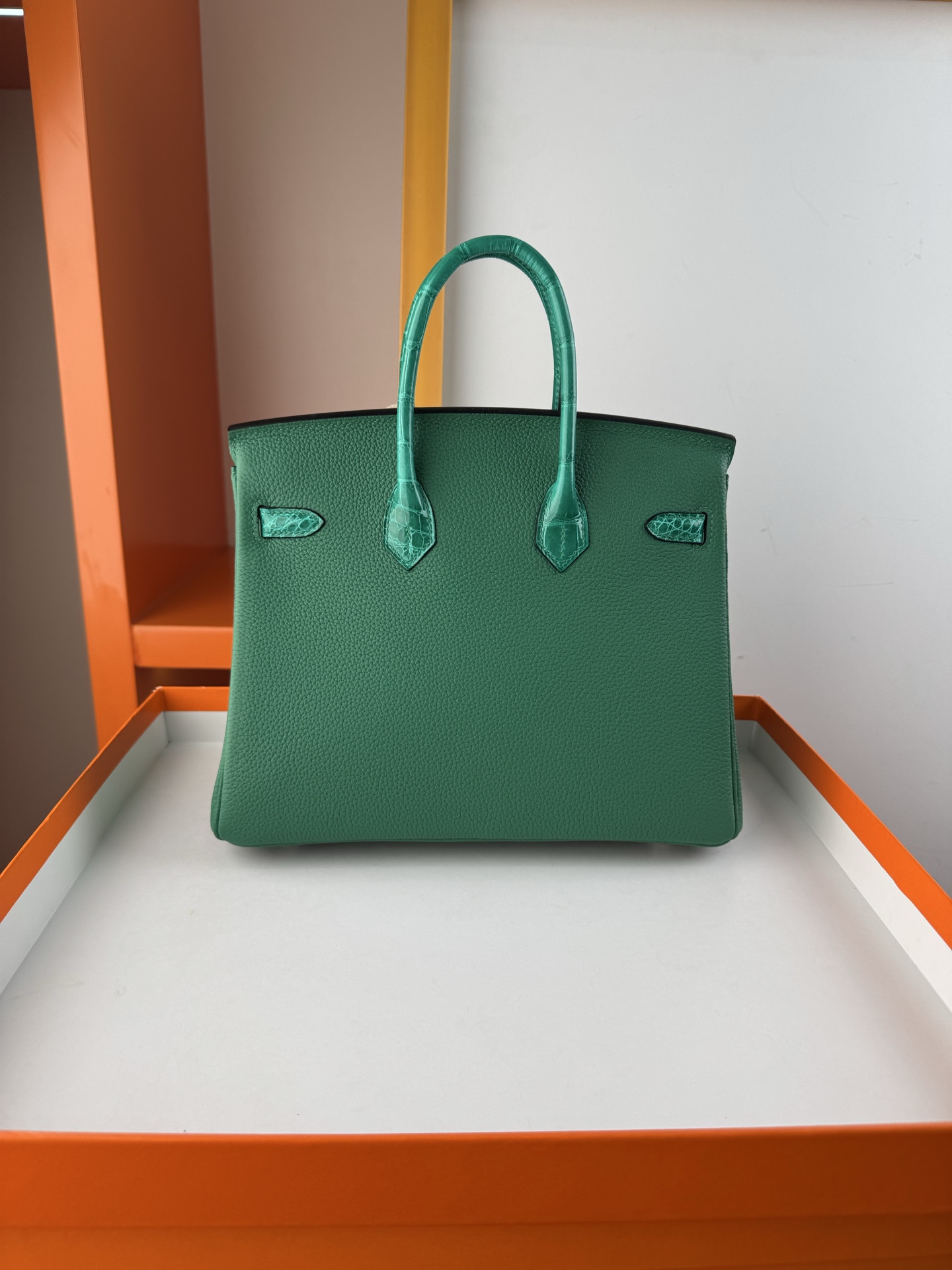 Hermès Birkin 25 Touch Emerald Green Togo Leather & Alligator Handbag 3 i1748079235088 1448 0 1