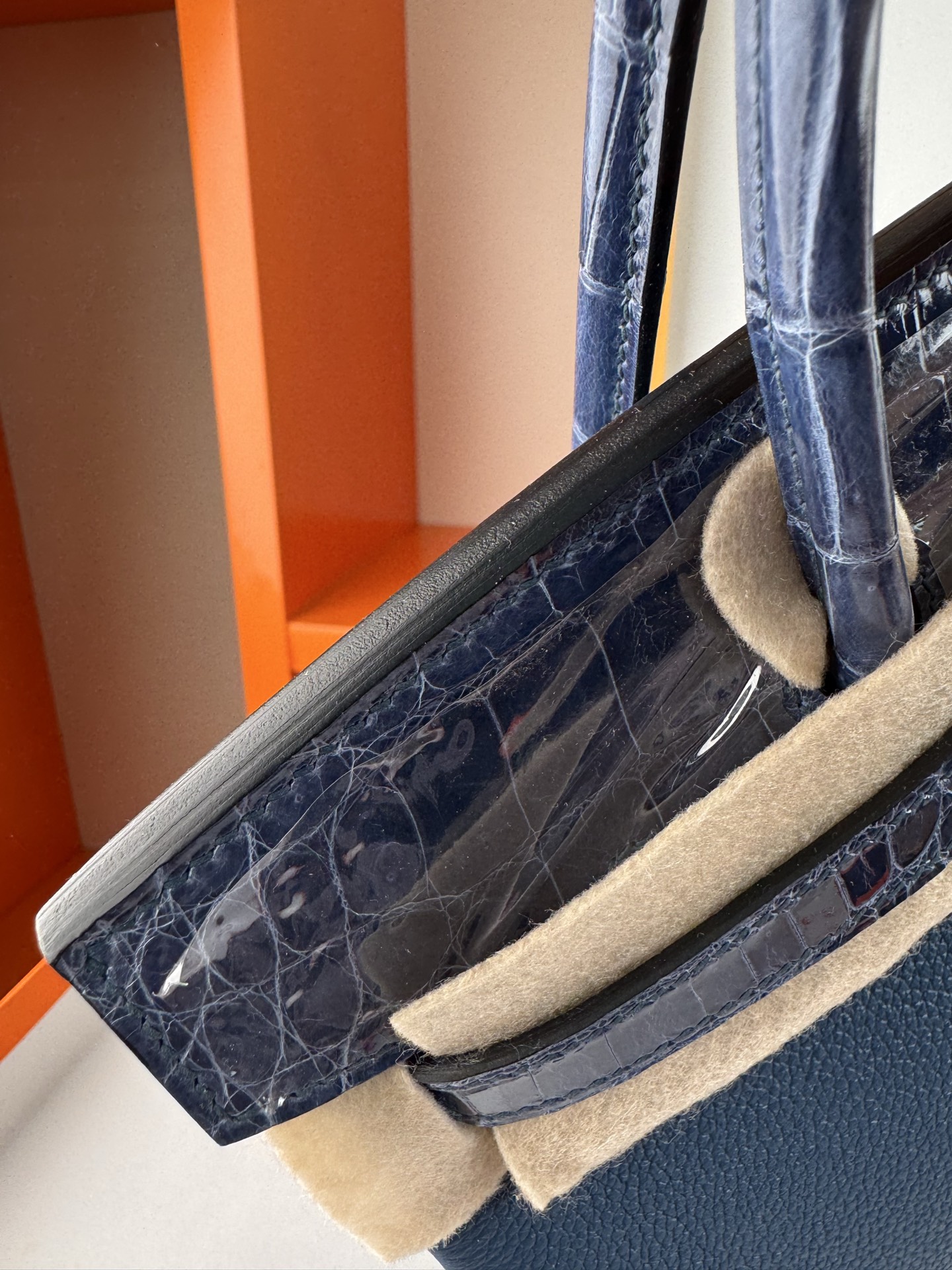 Birkin 25cm Touch Togo Leather & Crocodile Handbag - Sapphire Blue with Gold Hardware 4 i1748079374071 4907 0 3