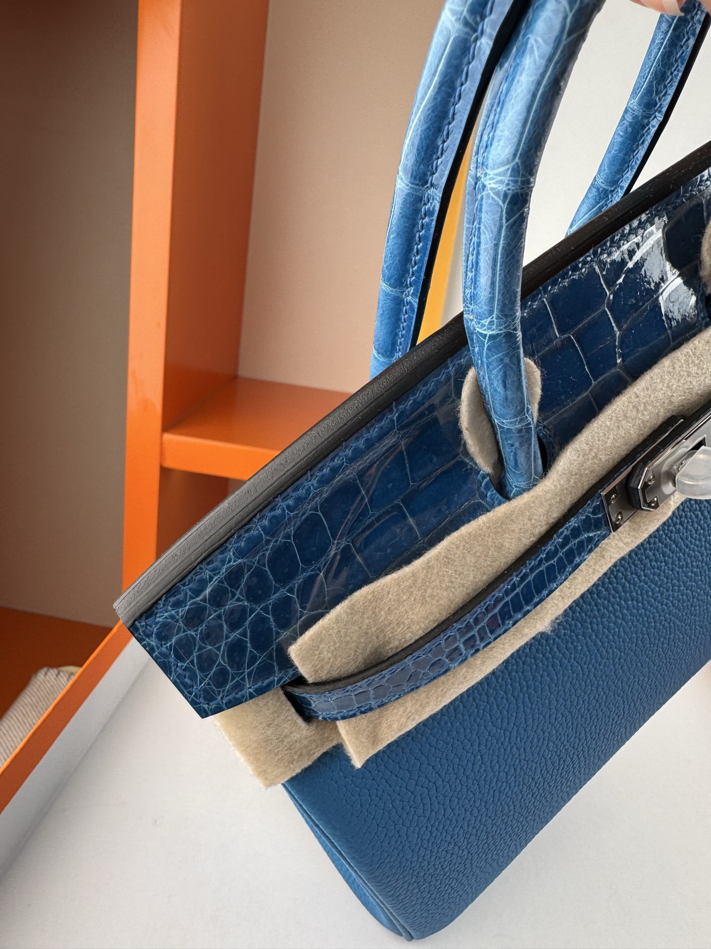 Hermès Birkin 25 Touch Paradise Blue Togo Leather & Alligator Handbag 4 i1748102703574 7368 0 3