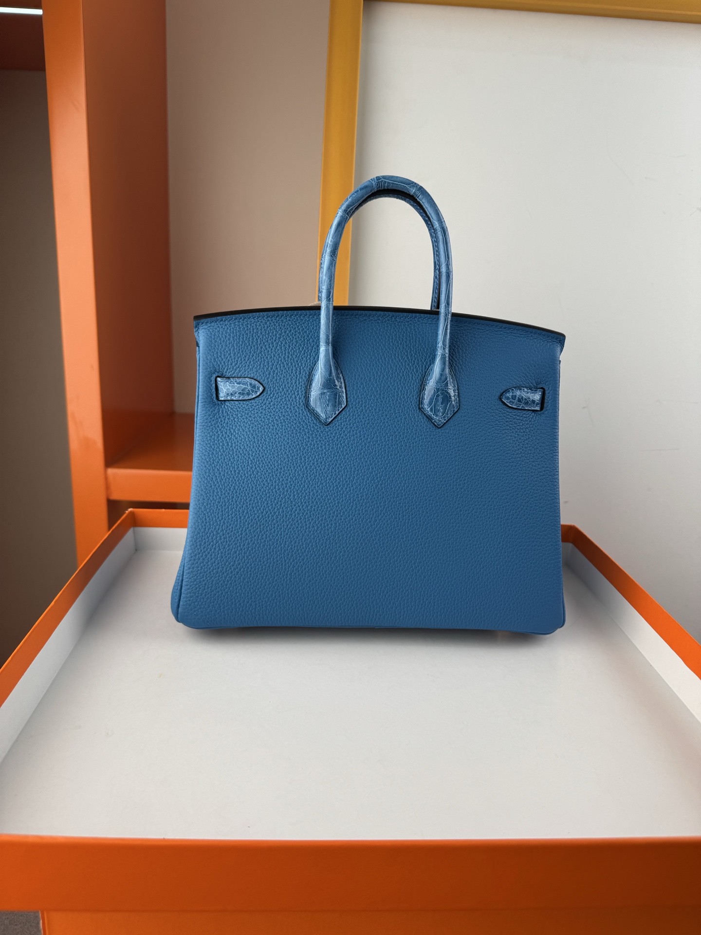 Birkin 25cm Touch Paradise Blue Togo Leather and Alligator Gold Hardware 3 i1748102745241 1503 0 1