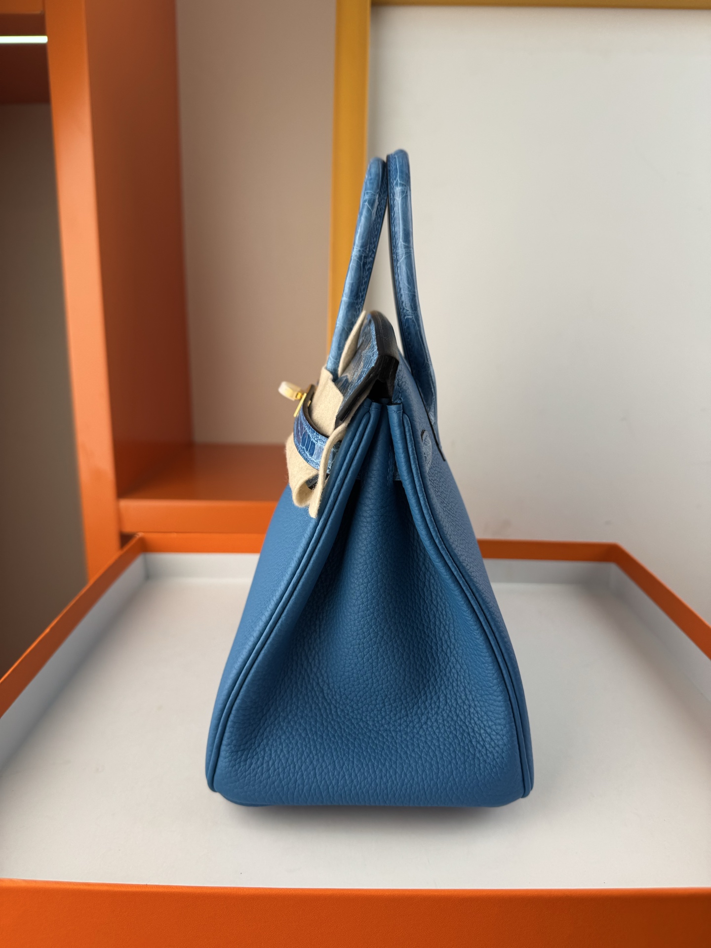 Birkin 25cm Touch Paradise Blue Togo Leather and Alligator Gold Hardware 8 i1748102745269 625 0 6