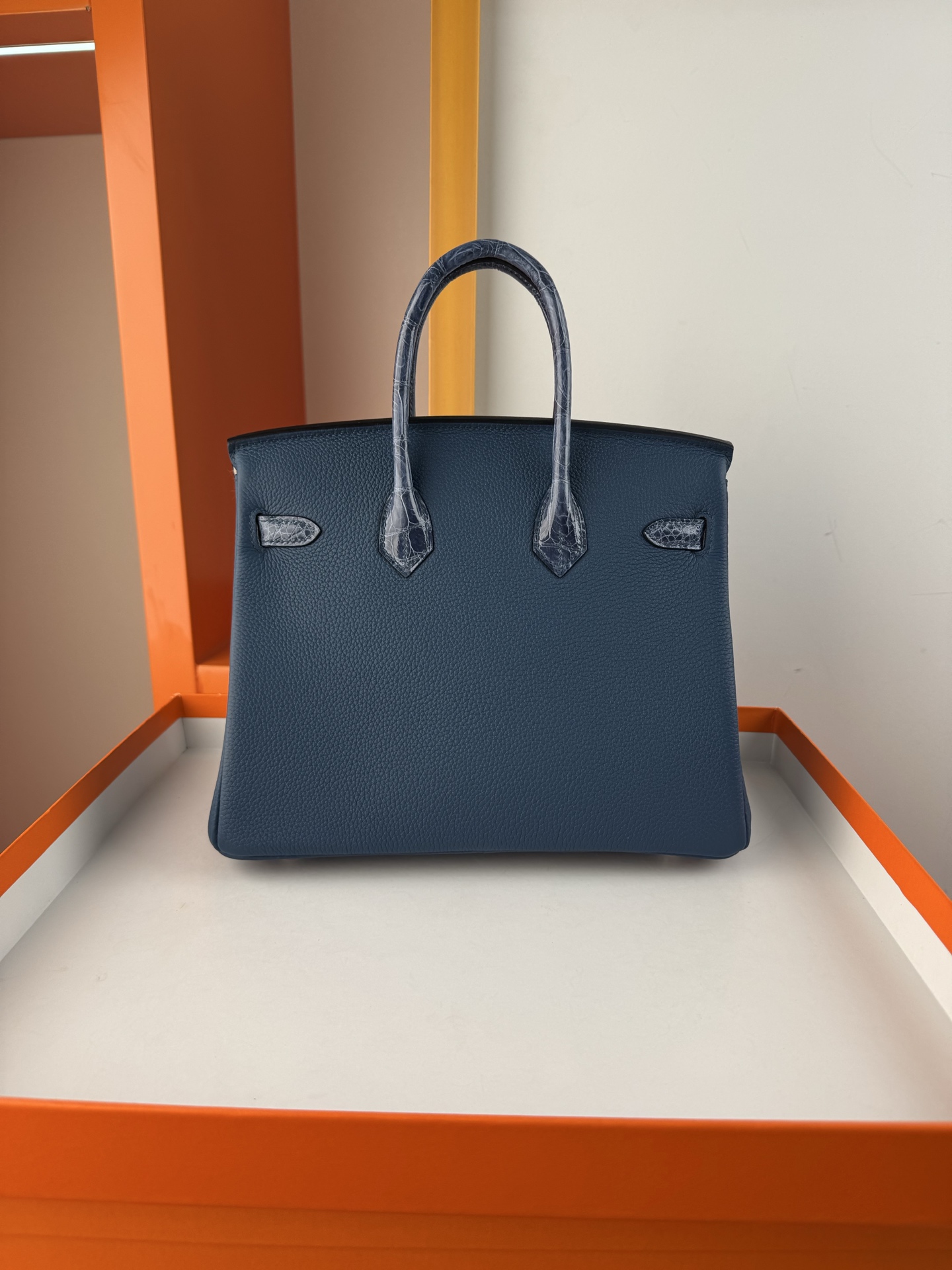 Hermès Birkin 25 Touch: Togo Leather & Shiny Alligator – Sapphire Blue, Silver Hardware 3 i1748232956703 4105 0 1