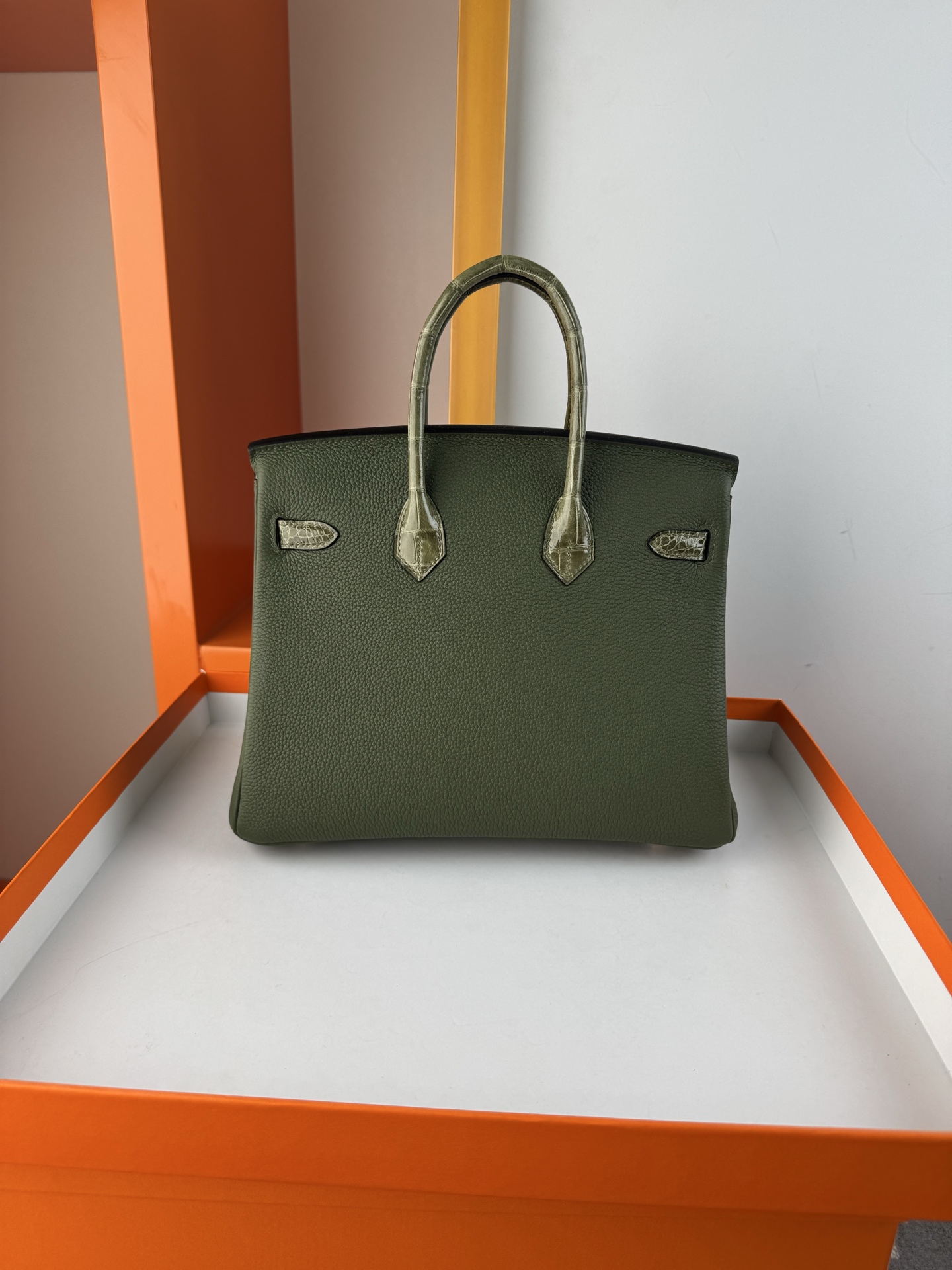 Birkin 25cm Olive Green Togo Leather with Crocodile Trim Gold Hardware 3 i1748233352920 3372 0 1