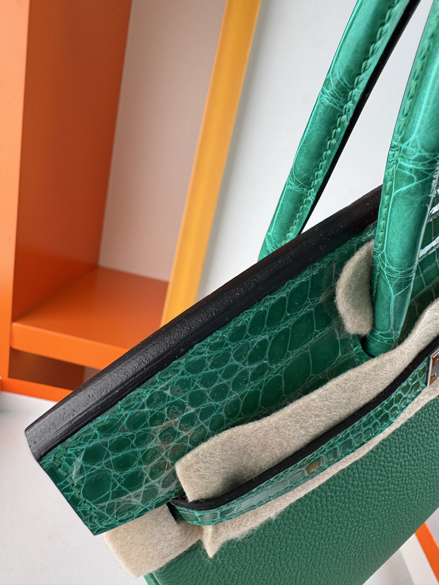 Emerald Green Birkin 25cm Togo Leather with Alligator Trim and Silver Hardware 5 i1748233642027 4712 0 4