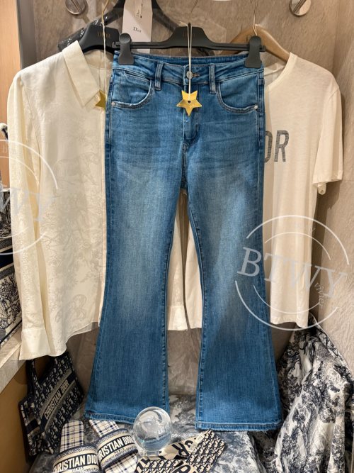 Dior Flare Leg Jeans with Camellia Embellishments - Exclusive Design 1 Dior Flare Leg Jeans with Camellia Embellishments - Exclusive Design