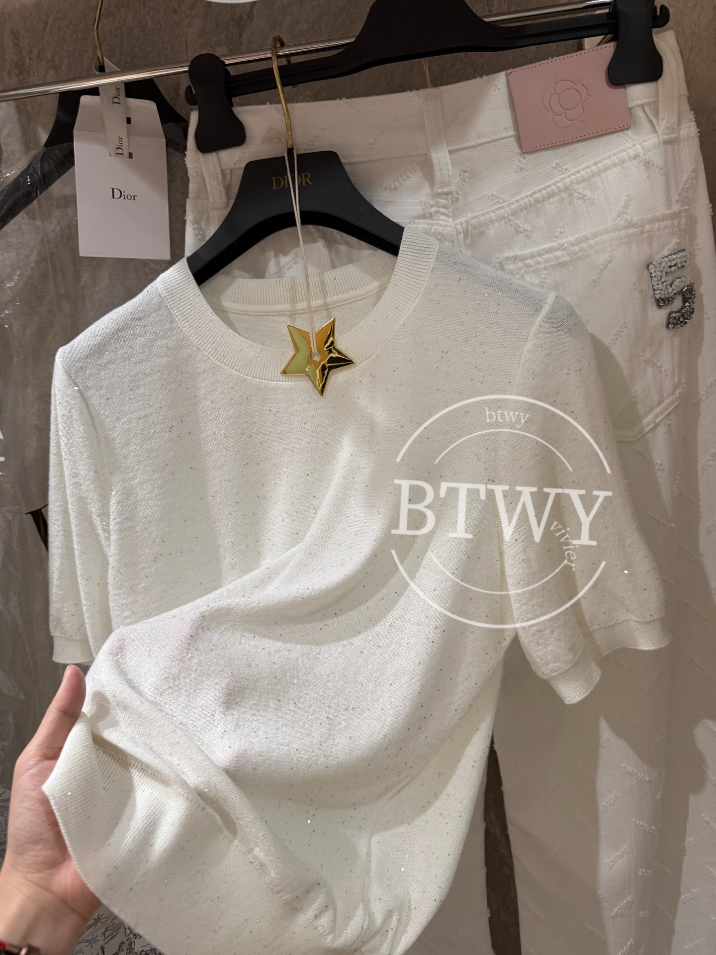 Dior Women's Knit Top with Bee Embroidery and Sparkling Details 7 i1740808894120 2441 0 5