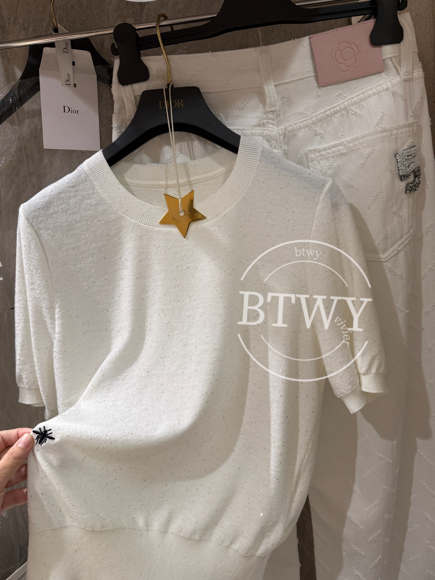 Dior Women's Knit Top with Bee Embroidery and Sparkling Details 10 i1740808895042 509 0 8