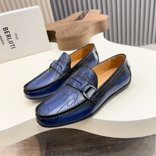 Berluti Men's Handmade Leather Loafers, Italian Calfskin, Blue Patina 1 Berluti Men's Handmade Leather Loafers, Italian Calfskin, Blue Patina