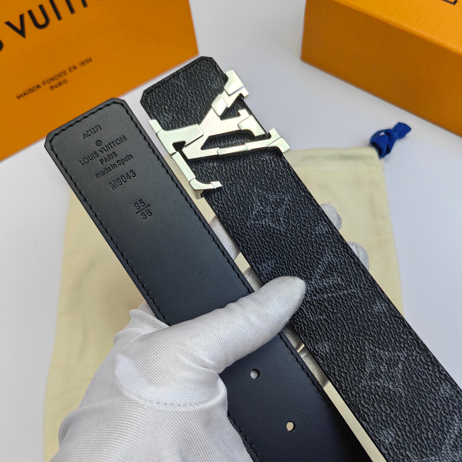 LV.路易威登原版品质代工厂货品40mm宽度正品一体铸造五金钢扣原厂皮料双面原厂定制面料区别市场货