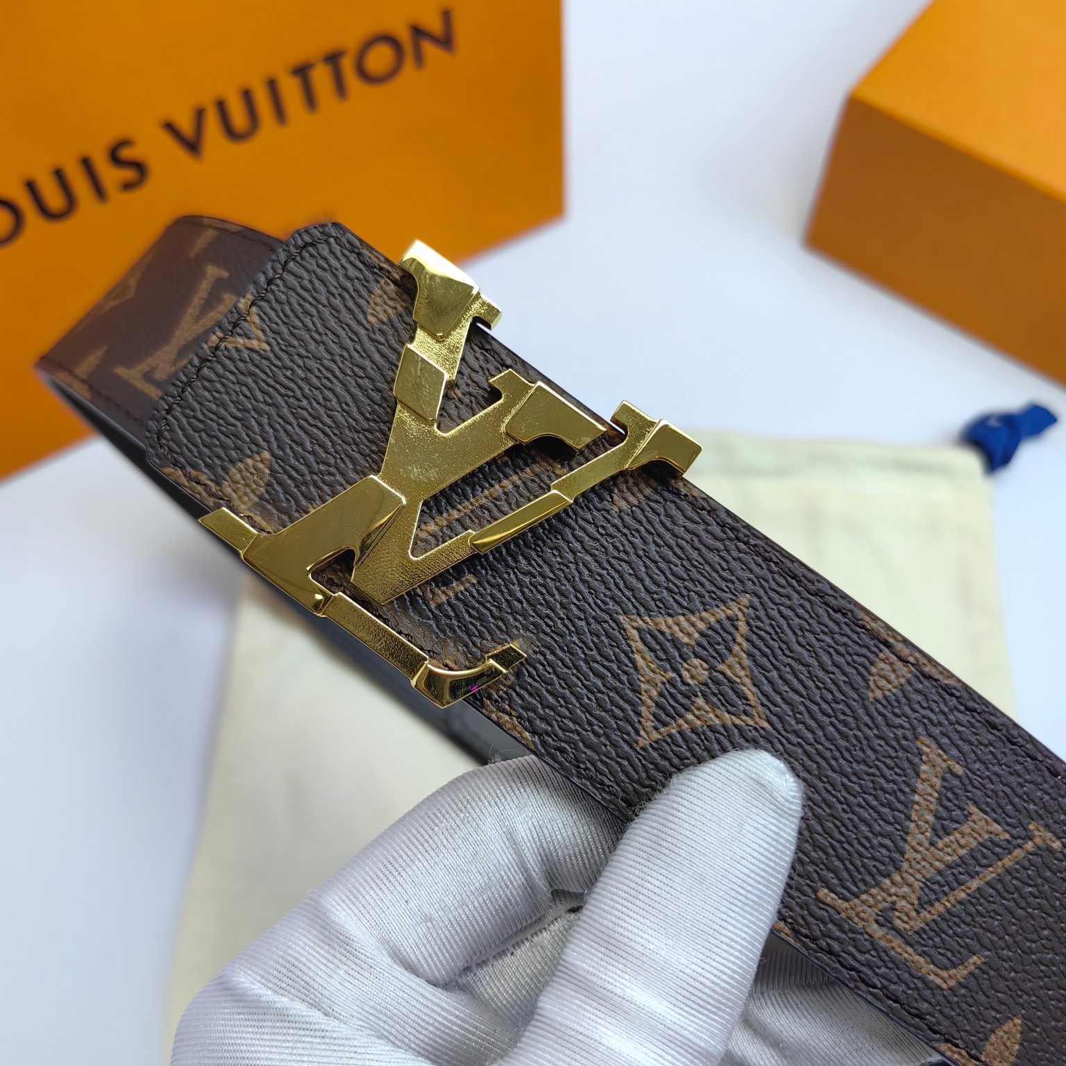 LV.路易威登原版品质代工厂货品40mm宽度正品一体铸造五金钢扣原厂皮料双面原厂定制面料区别市场货