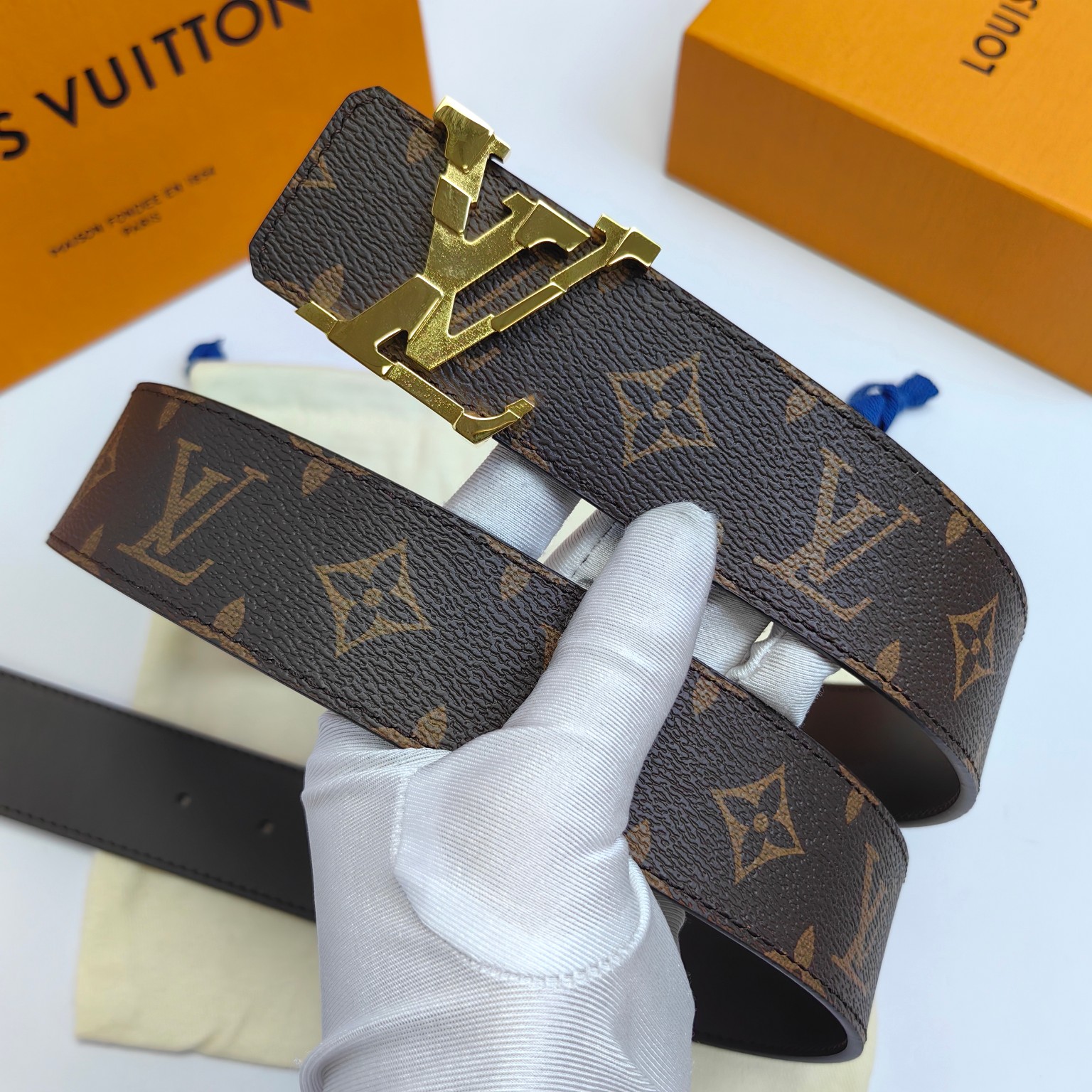 LV.路易威登原版品质代工厂货品40mm宽度正品一体铸造五金钢扣原厂皮料双面原厂定制面料区别市场货