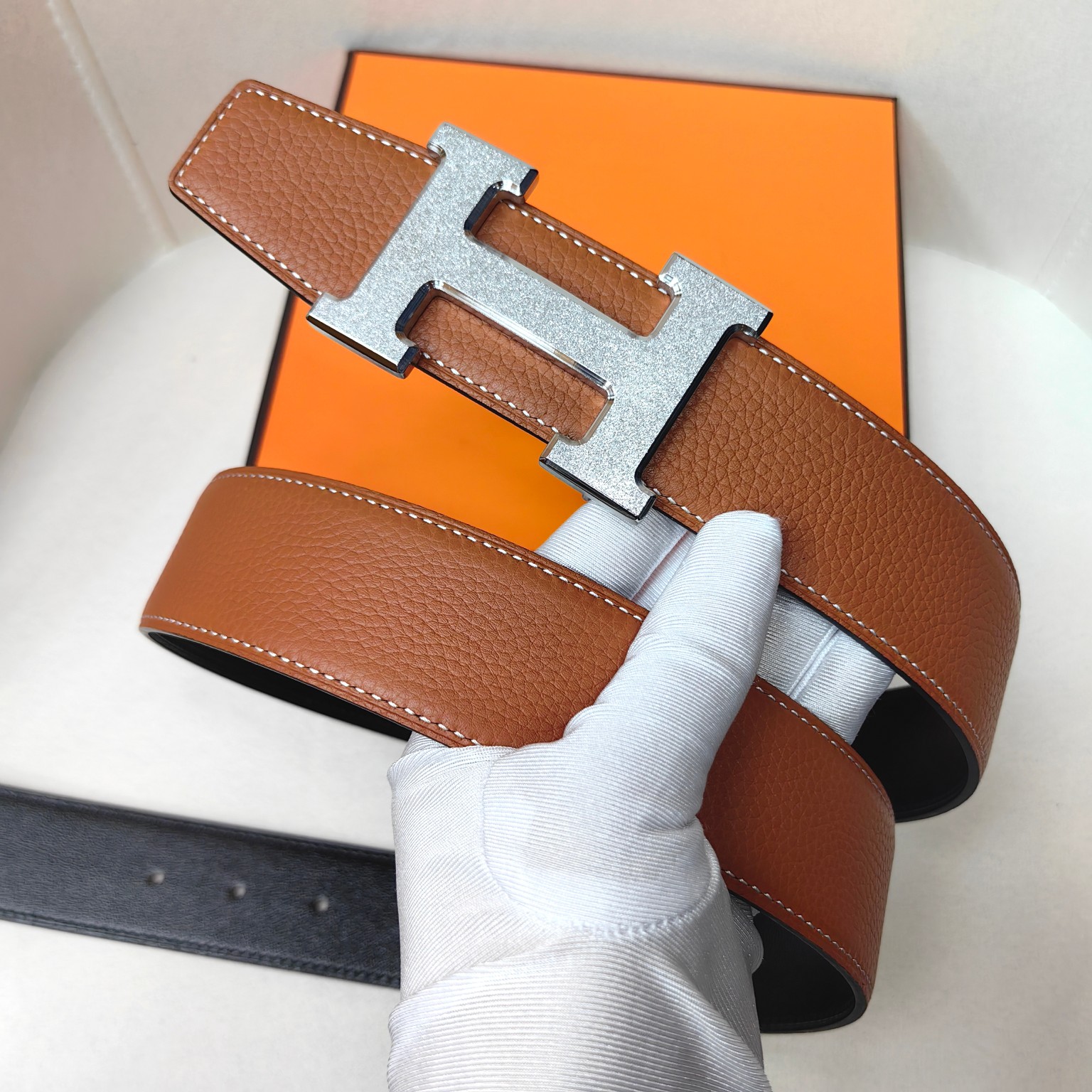  官网同步 爱马仕专柜同步 进口双面小牛皮 精钢精品五金 双面可用38mm 