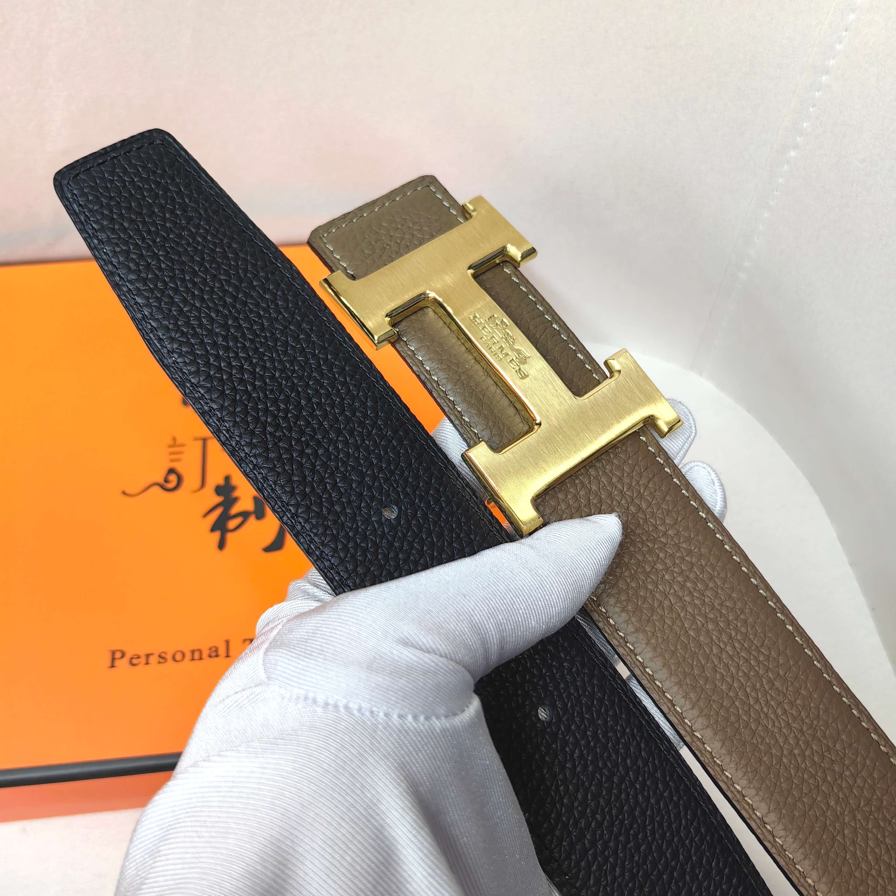  官网同步 爱马仕专柜同步 进口双面头层牛皮精钢精品五金 双面可用38mm 