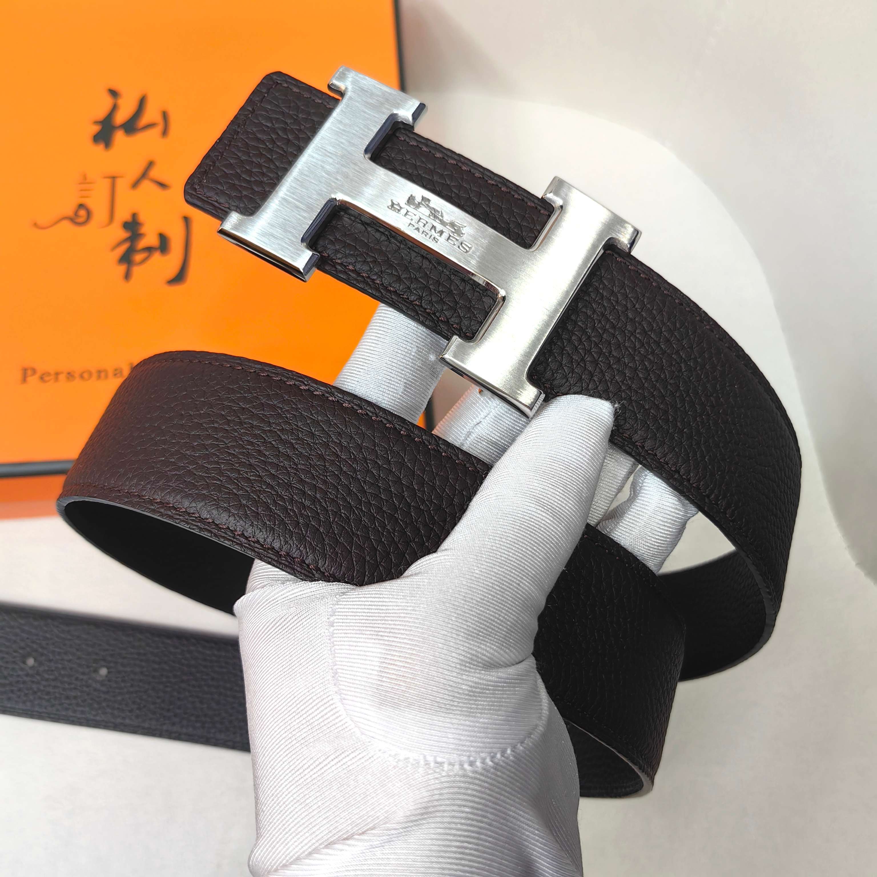 官网同步 爱马仕专柜同步 进口双面头层牛皮精钢精品五金 双面可用38mm 