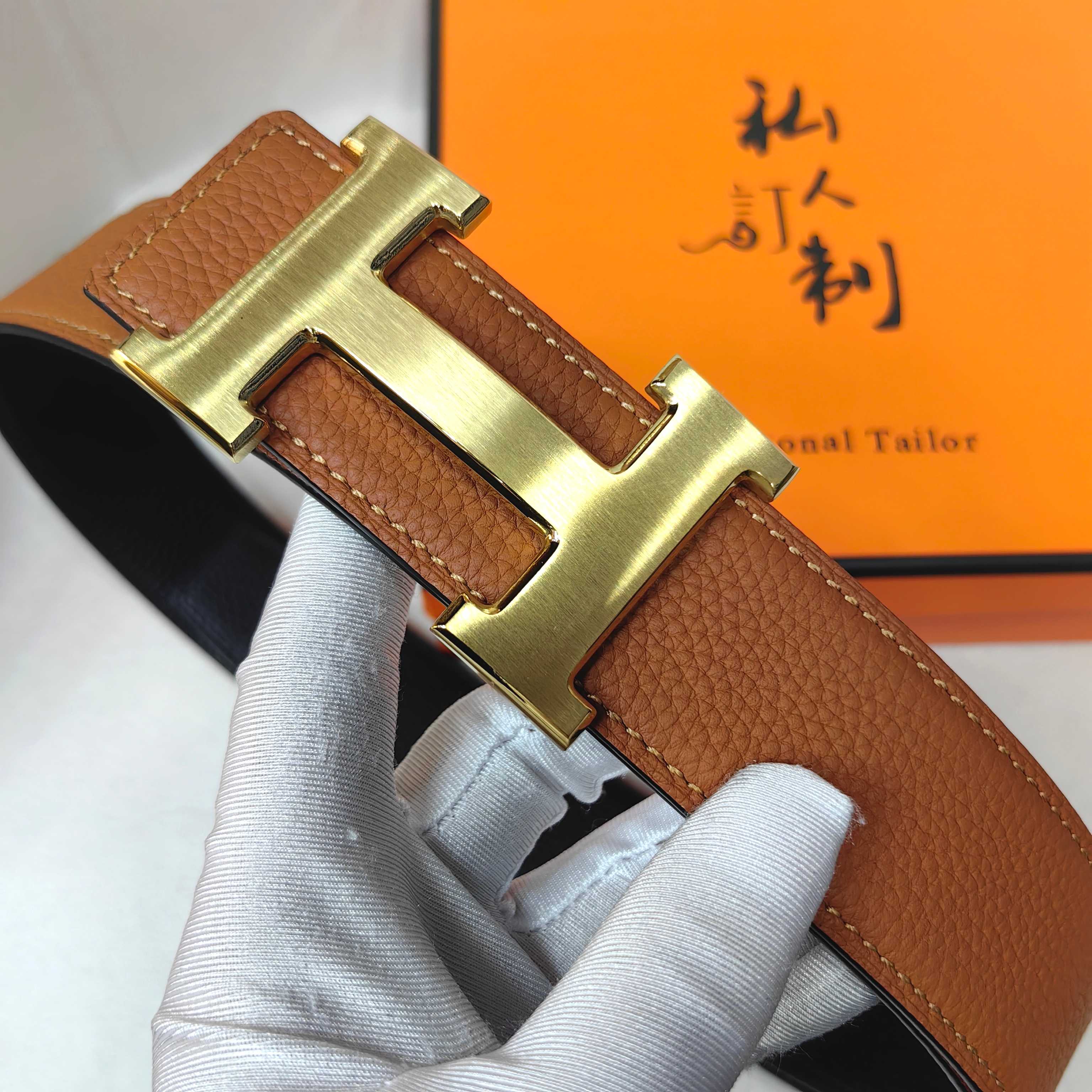  官网同步 爱马仕专柜同步 进口双面头层牛皮精钢精品五金 双面可用38mm 