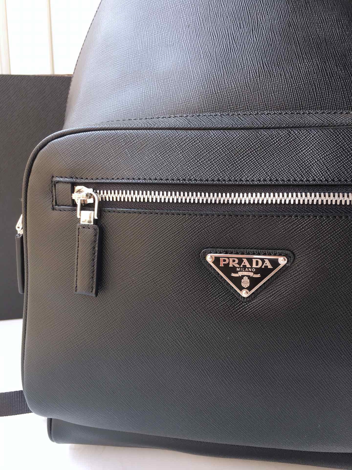 Prada Saffiano Leather Backpack, Black, 27cm x 39.5cm x 16cm, Double Zipper 4 i1744863503 1756 0