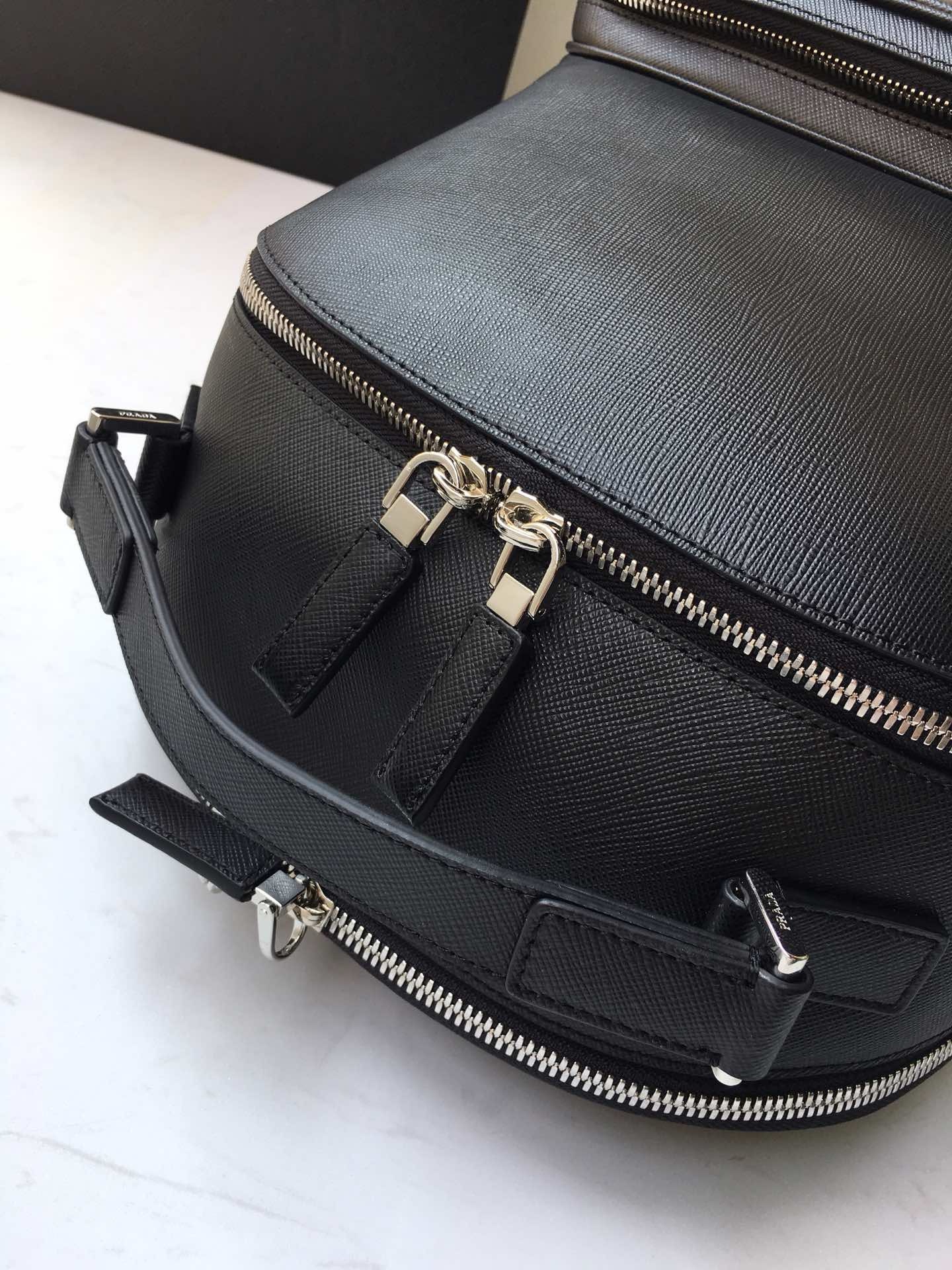 Prada Saffiano Leather Backpack, Black, 27cm x 39.5cm x 16cm, Double Zipper 5 i1744863503 8879 0