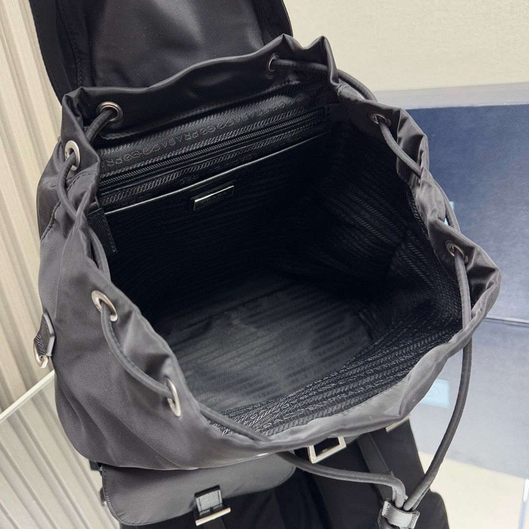 Prada 2VZ110 Nylon Backpack with Saffiano Leather Trim - Black 9 i1744867530 3189 4