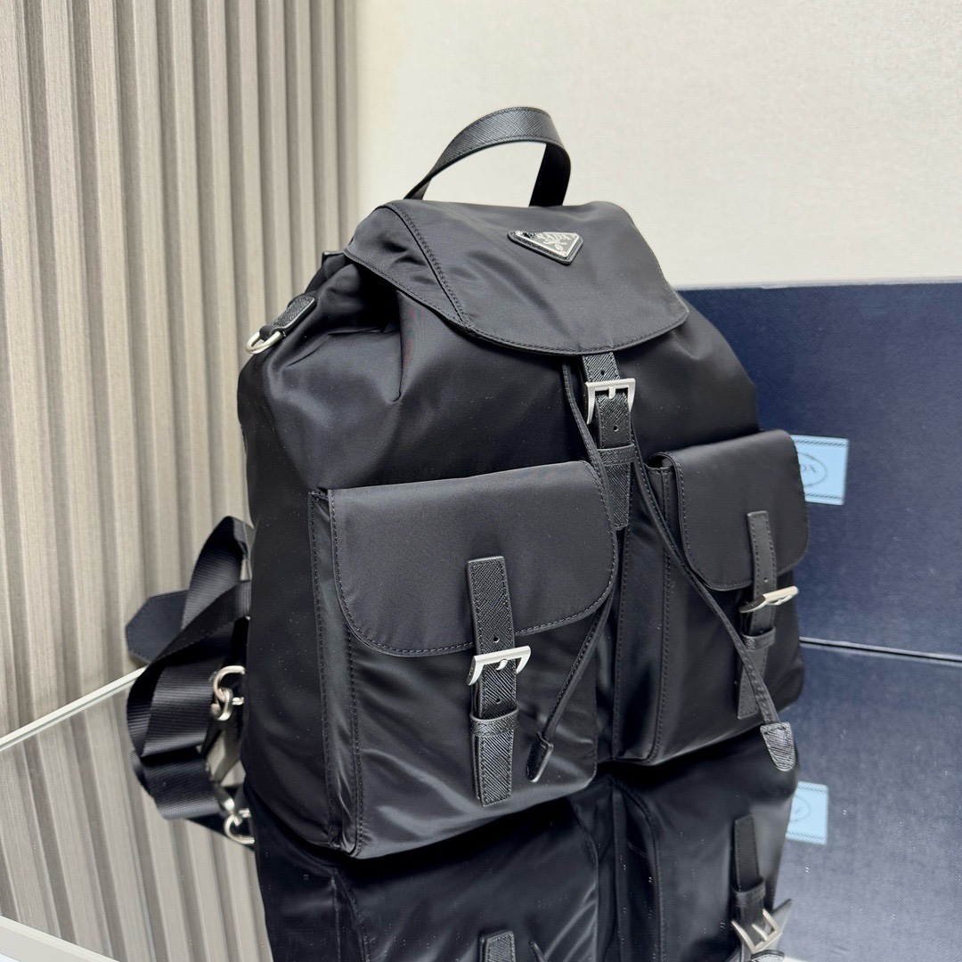 Prada 2VZ110 Nylon Backpack with Saffiano Leather Trim - Black 4 i1744867536 8326 0