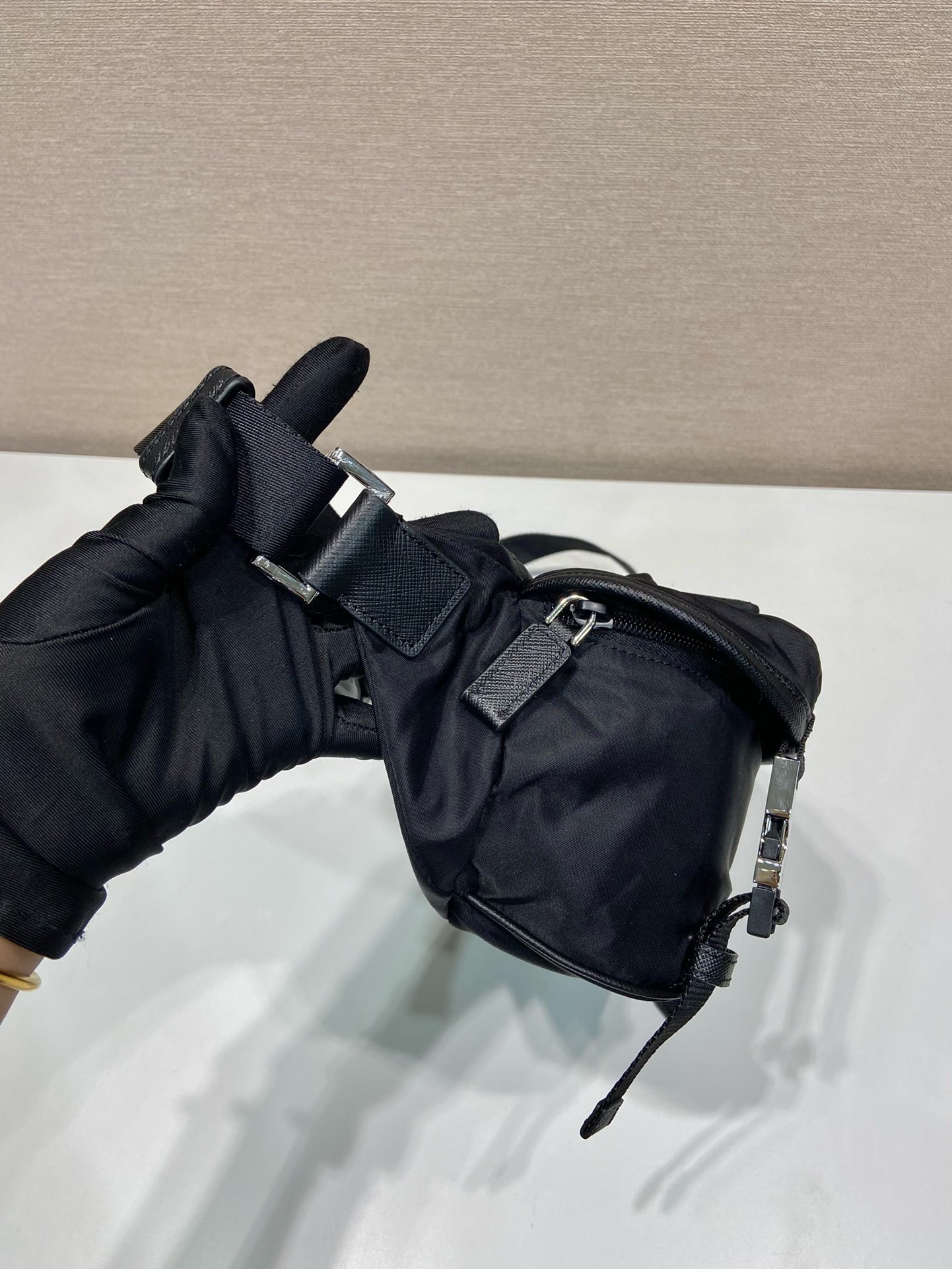 Prada Mini Messenger Bag - Nylon and Saffiano Leather, Black, 20x13x9cm 7 i1744869424 6829 2