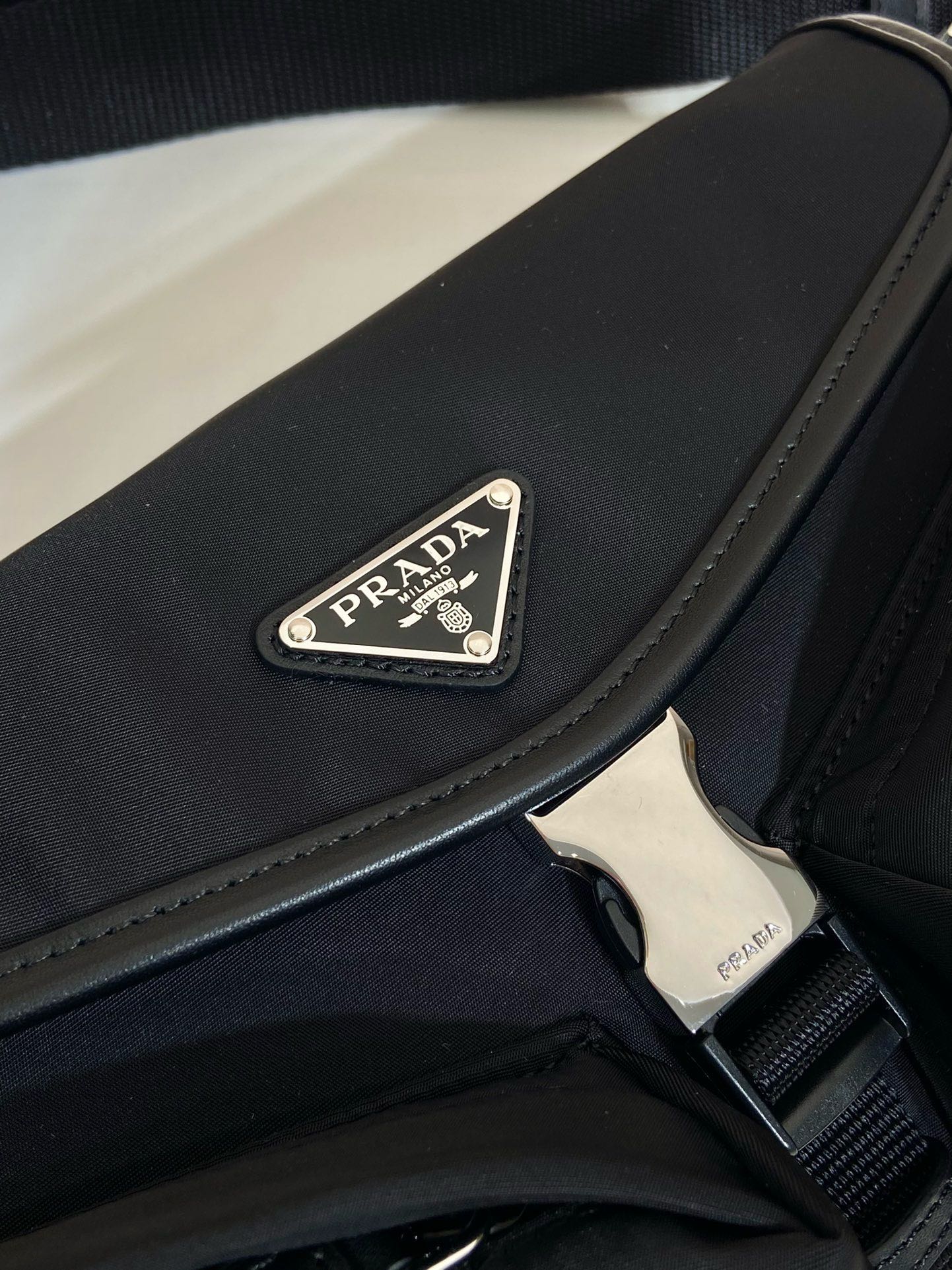 Prada Nylon and Leather Belt Bag Crossbody Messenger - Black 8 i1744870160 608 2