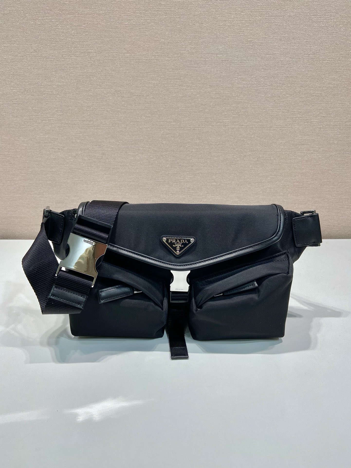 Prada Nylon and Leather Belt Bag Crossbody Messenger - Black 2 i1744870160 9260 3