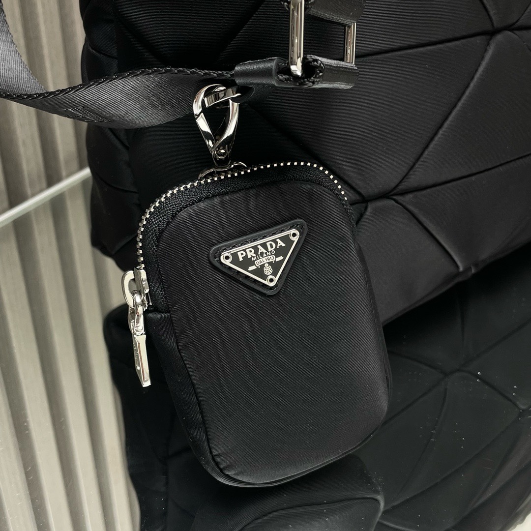 Prada System Tote Bag - Black Quilted Design, Leather Handles, Nylon Strap 7 i1744870642 5491 0