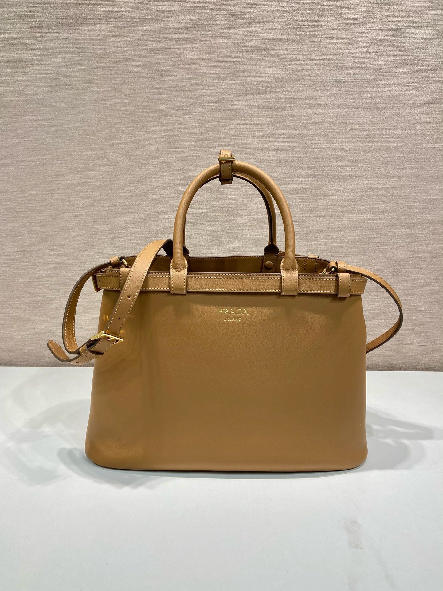 Prada 1BA417 Large Caramel Leather Handbag with Adjustable Shoulder Strap 2 i1744872166 2472 4