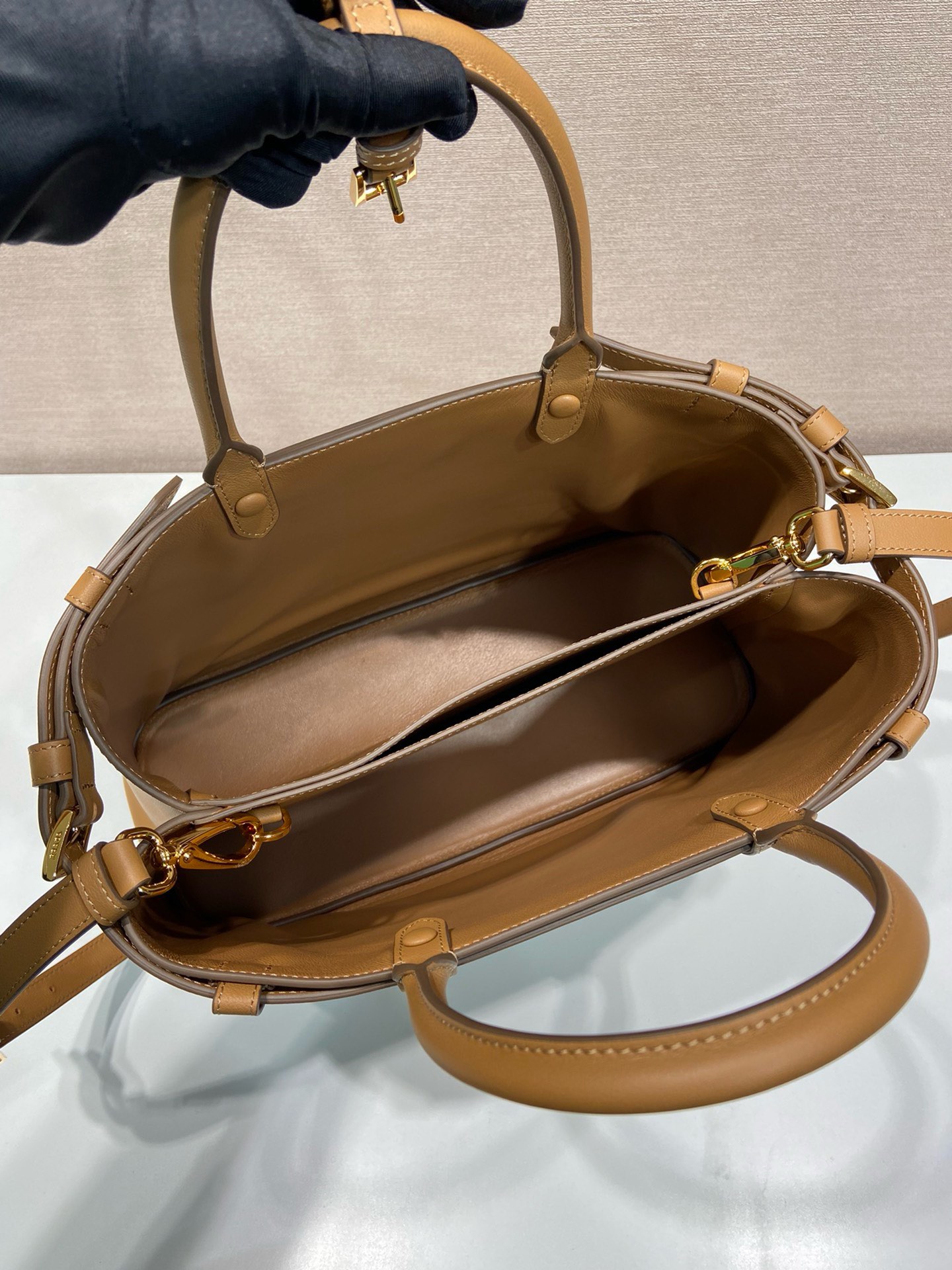 Prada 1BA417 Large Caramel Leather Handbag with Adjustable Shoulder Strap 7 i1744872167 8733 7
